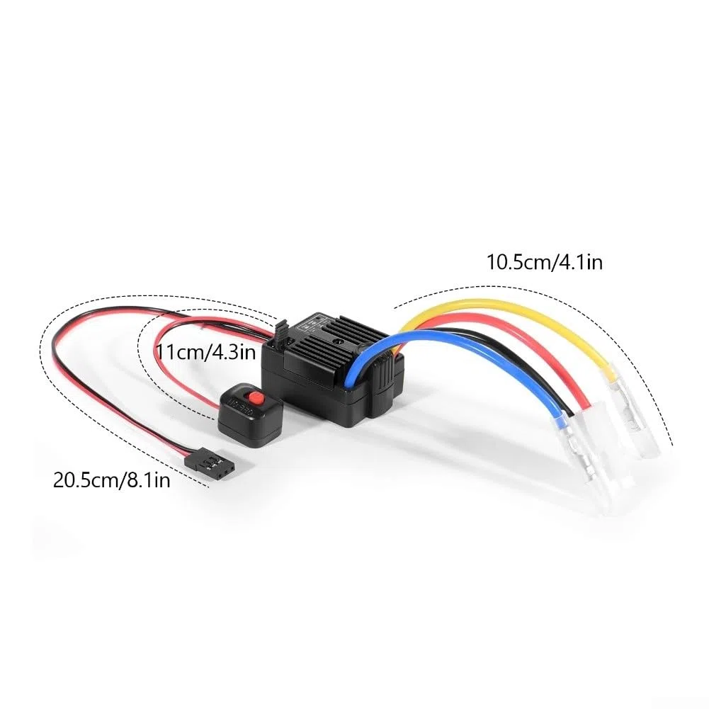 Regolatore elettronico brushless ESC 60A, 6-12 V per auto RC barca 360A telecomando parti del veicolo (nero)