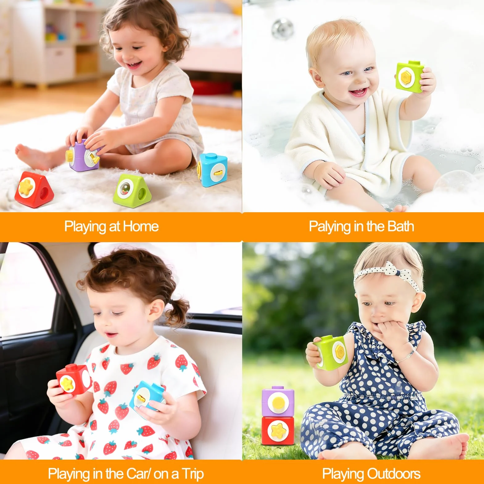 Giocattoli Montessori 1 Anno, Cubo Occupato 12 in 1 Giochi Sensoriali per Bambini 1 2 3 Anno, Giocattoli da Viaggio Giocattoli Educativi per l'apprendimento Regalo per Neonati 12-24 Mesi