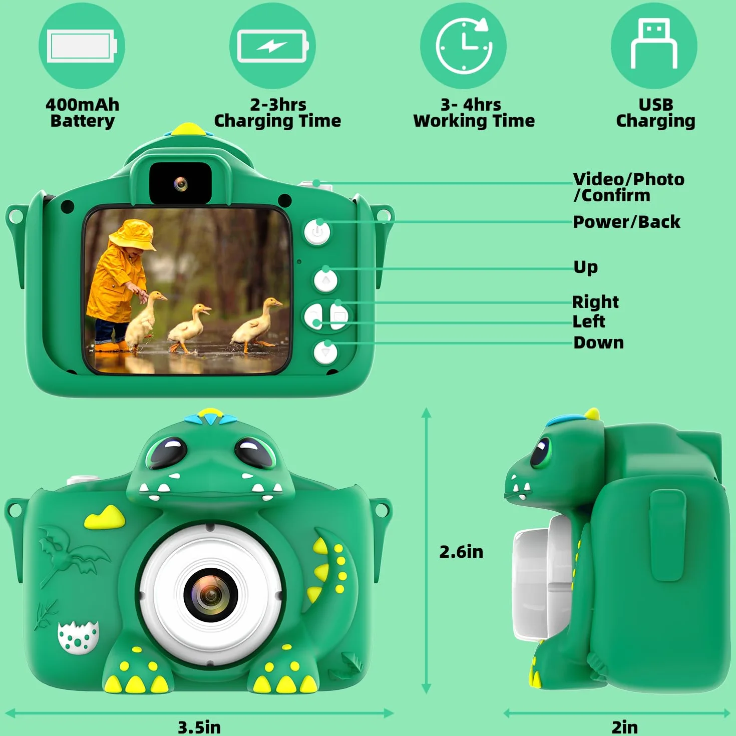 Fotocamere per bambini 2.0 Pollici Fotocamera Digitale 1080P HD Mini Macchina Fotografica Bambino con Carta 64GB Regalo Compleanno di 3-10 Anni Bambino per Ragazza Ragazzo