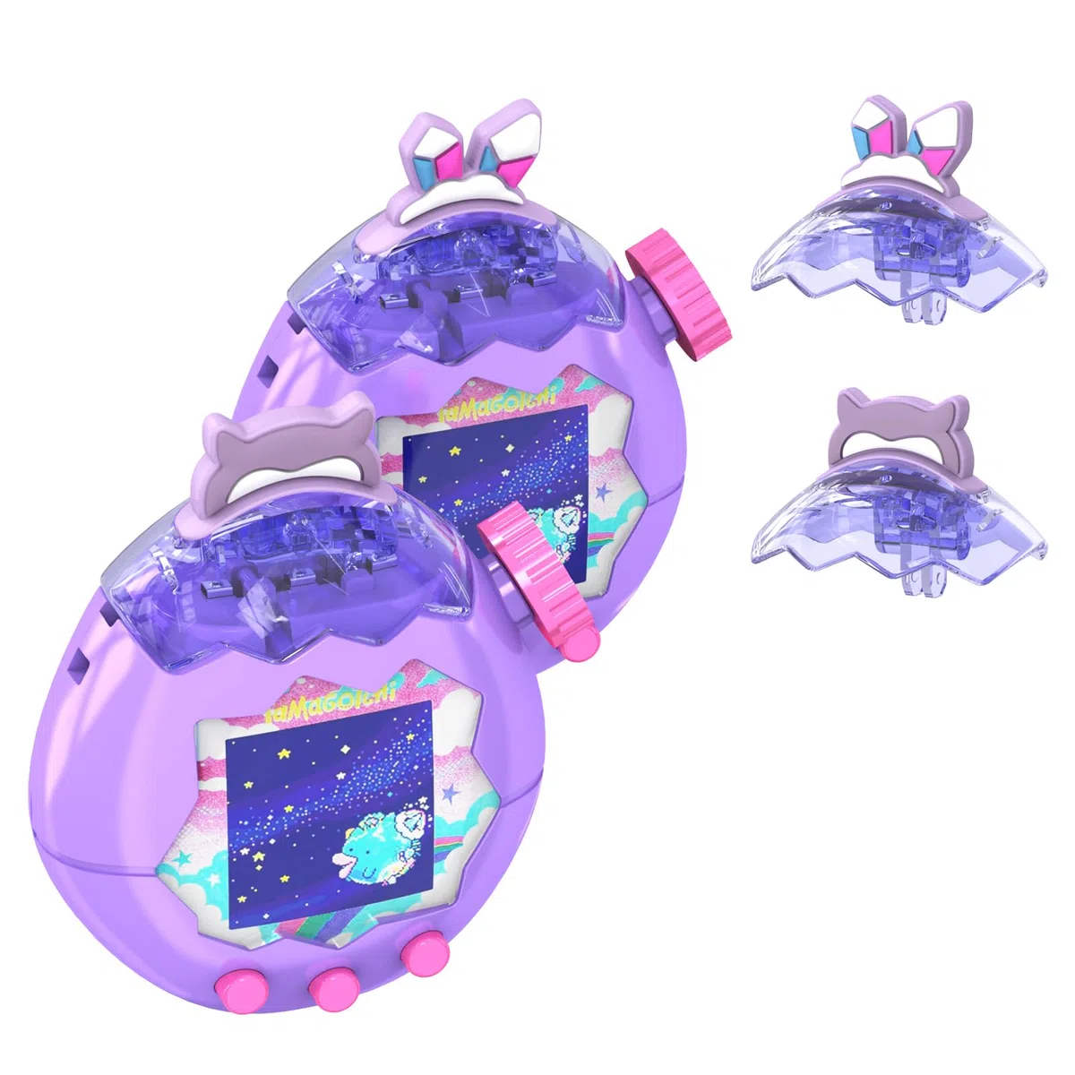 Generisch Set di 2 custodie in cartone per Tamagotci Paradise, PC trasparente, design attraente per bambini + protezione da urti e graffi (viola)