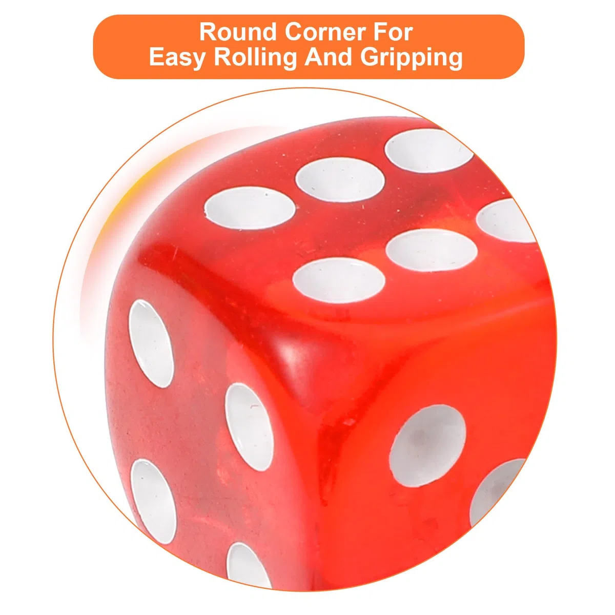 Set di 50 cubi colorati da 18 mm, 6 lati, D6 Dice con angoli rotondi, cubi da gioco, grandi in acrilico, per giochi da tavolo, bar, kTV party tutoring (10 colori)