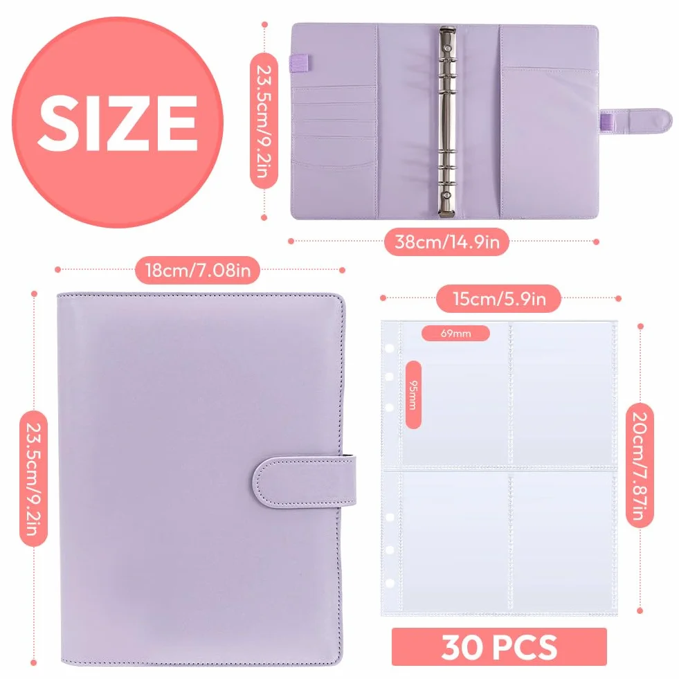 Kpop Photocard Binder A5 120 Tasche 4 Pagine 30 Pagine Album Fotografico 6 Album Ad Anelli in Pelle PU per Raccolta di Foto