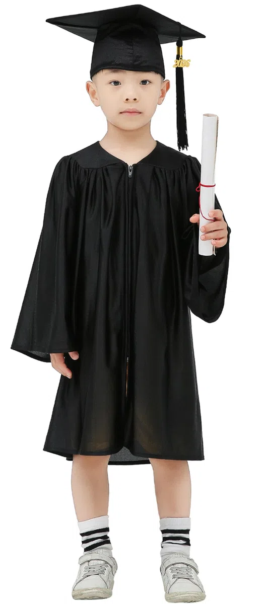 GraduationMall Ragazzo Ragazza Toga Laurea Cappello e Abito per Bambini 2026 Prescolare Scuola Materna Costume - 12 Colori