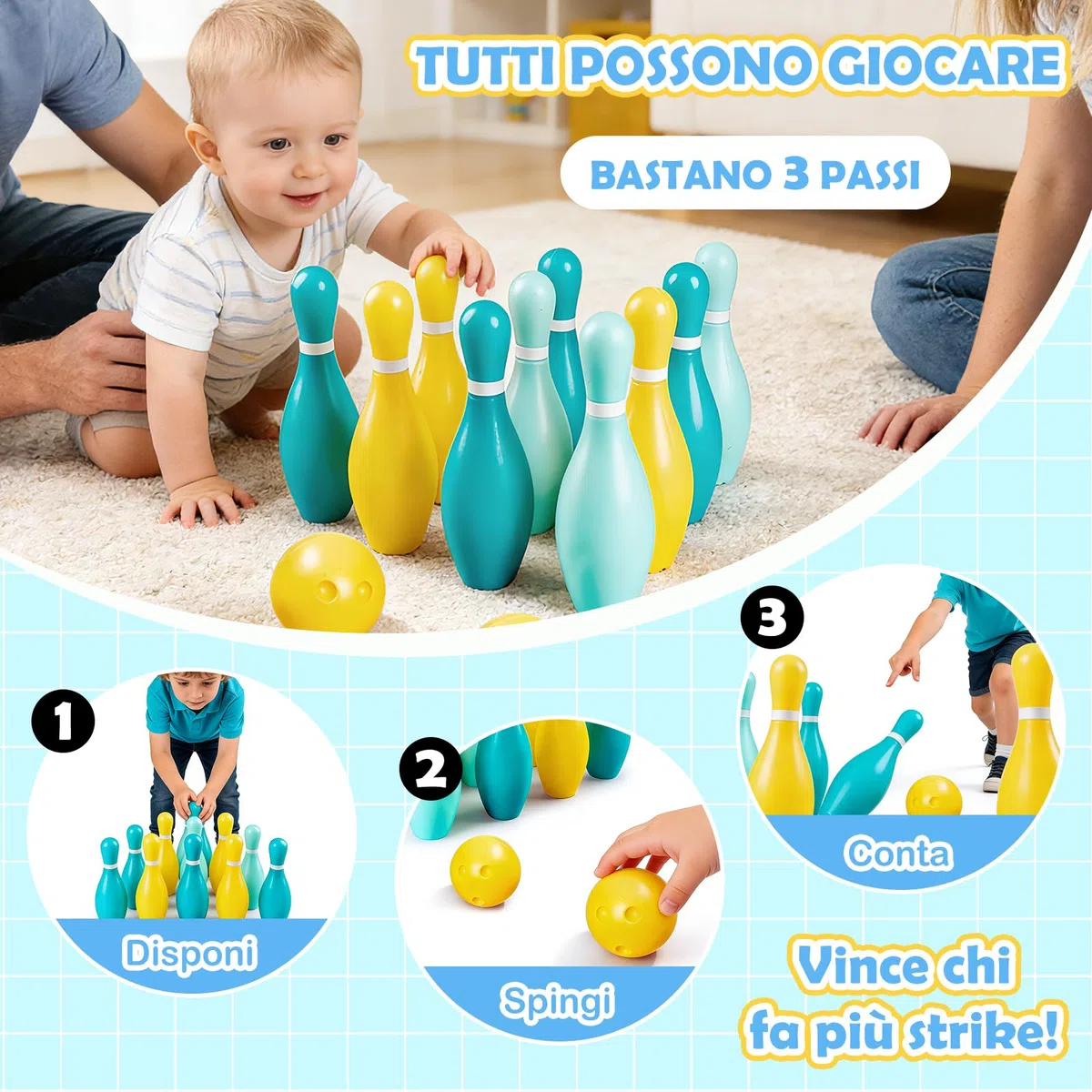 Baoblaze Set da Bowling per Bambini, Gioco per Famiglie, Giocattoli da Gioco al Coperto, Giochi Sportivi all'aperto per Lo Sviluppo Precoce, Giocattoli da Bowling all'Aperto