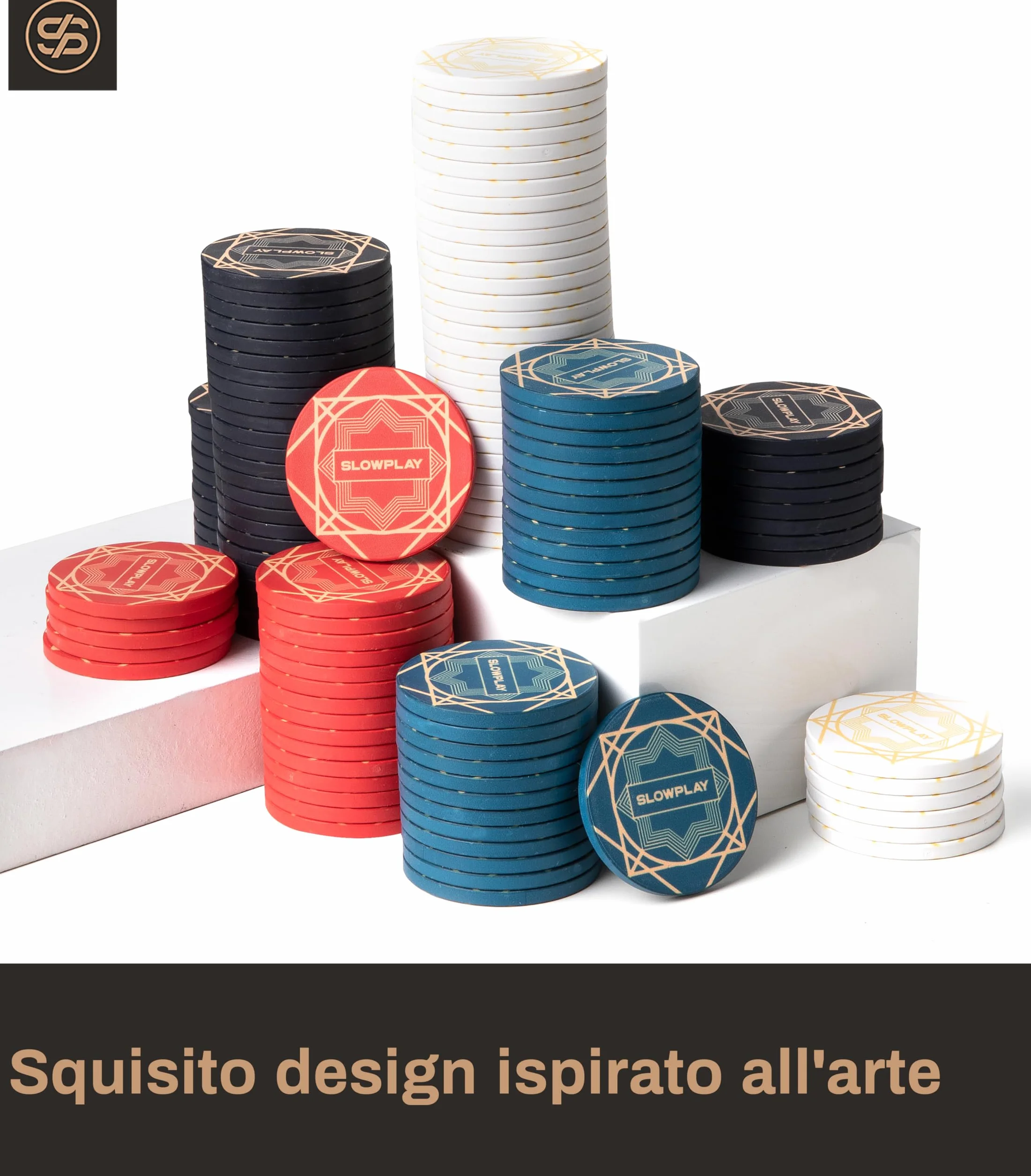 SLOWPLAY Nash, fiches da poker in ceramica di grado casinò, 10 grammi, per Texas Hold'em, chip professionali da 39 mm, confezione da 50 con denominazione di 100