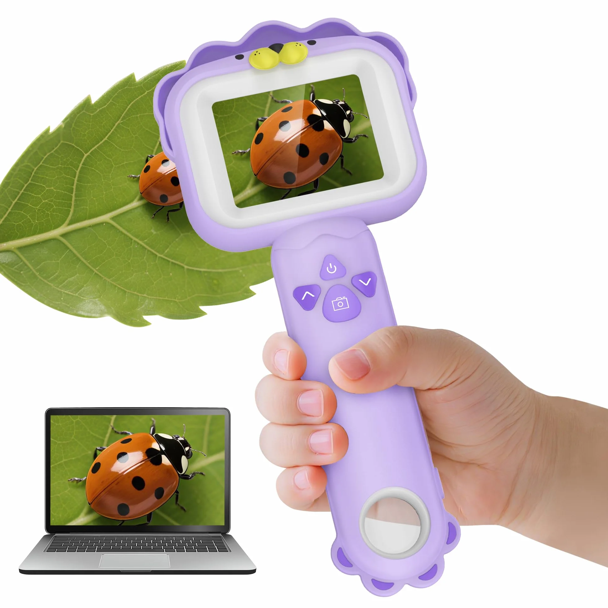 Microscopi per bambini, mini microscopio tascabile portatile per bambini piccoli, giocattoli educativi scientifici per regali di compleanno di Natale per bambini di 3 4 5 6 7 8 9 10 anni (leone)