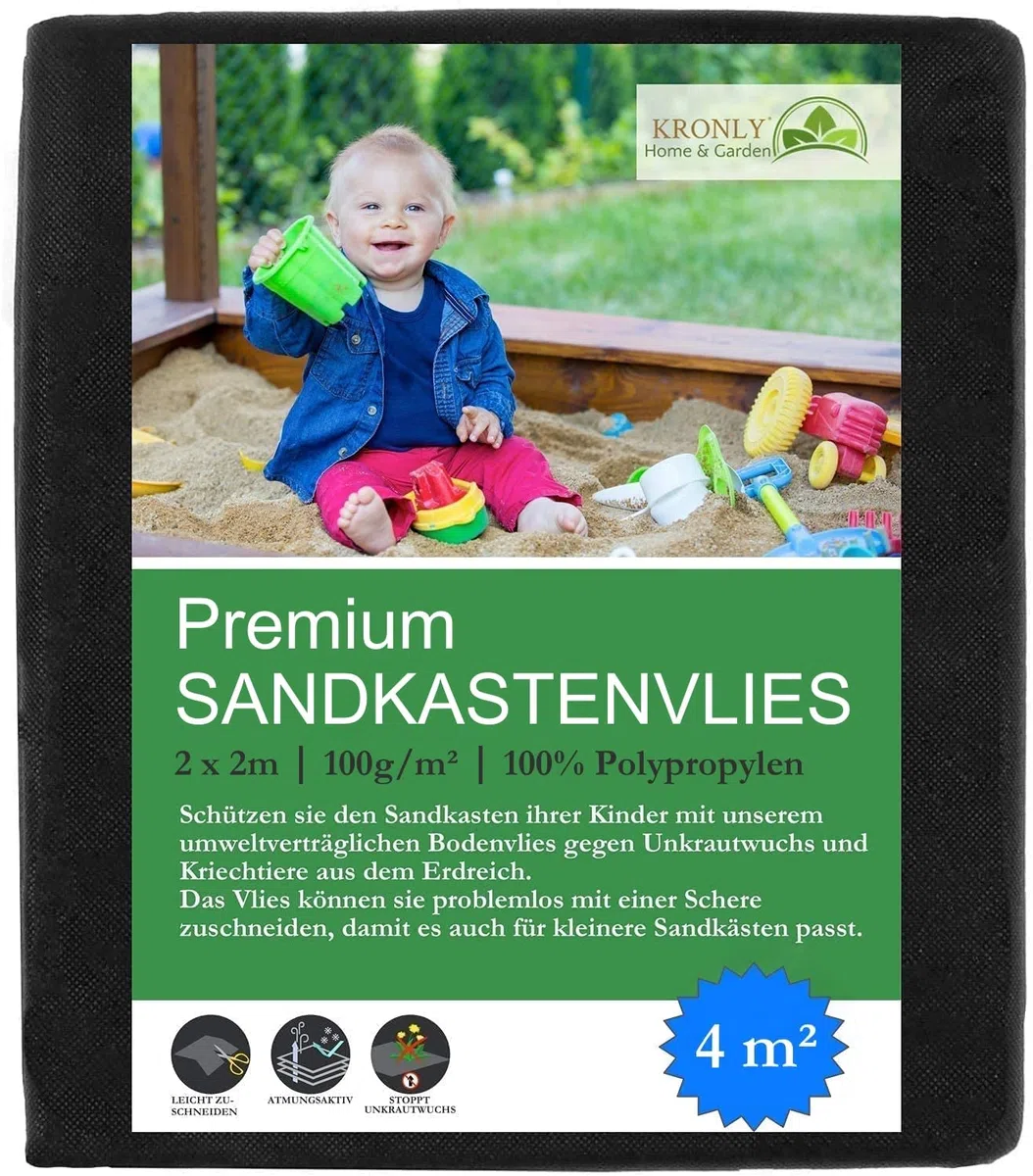 Sandpit fleece 2x2 m - vello antierba per i bambini Sandpit - sottostrato di sabbia impermeabile e permeabile all'acqua a prova di strappo ecologico
