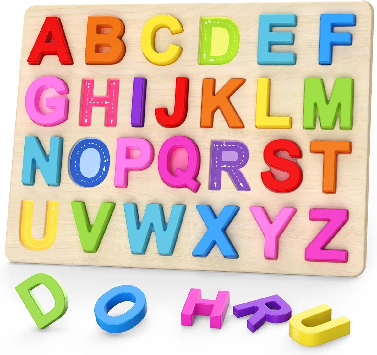 Puzzle Alfabeto, ABC 26 Lettere Grandi in Legno Set Alfabeto Montessori Giochi Giocattolo Educativo Puzzles con Lettere dell’Alfabeto per Apprendimento nella Prima Infanzia Regalo per Bambini
