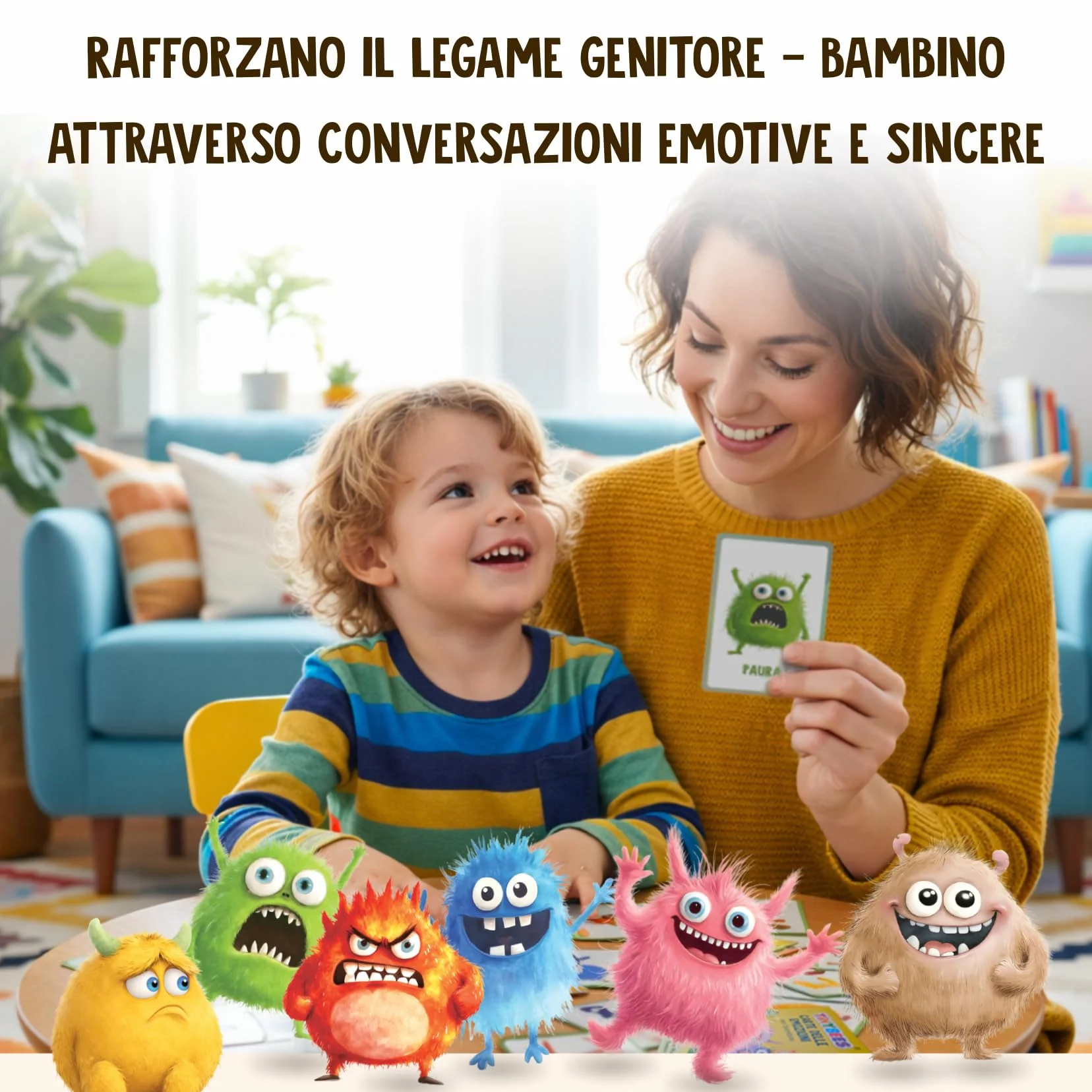 Carte delle Emozioni per Bambini – 40 Carte (32 Emozioni + 8 Extra) con Mini Giochi e Distintivi – Mostriciattoli delle Emozioni – Gioco Educativo per Intelligenza Emotiva – Lingua Italiana – Regalo