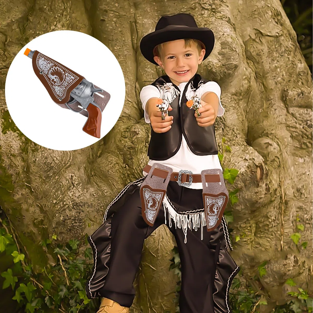 Cowboy Pistola 6 Set da Pistola Giocattolo Cowboy Plastica Accessori Cowboy Saccessori Costumecowboy con Fondina e Cintura per Carnevale Halloween