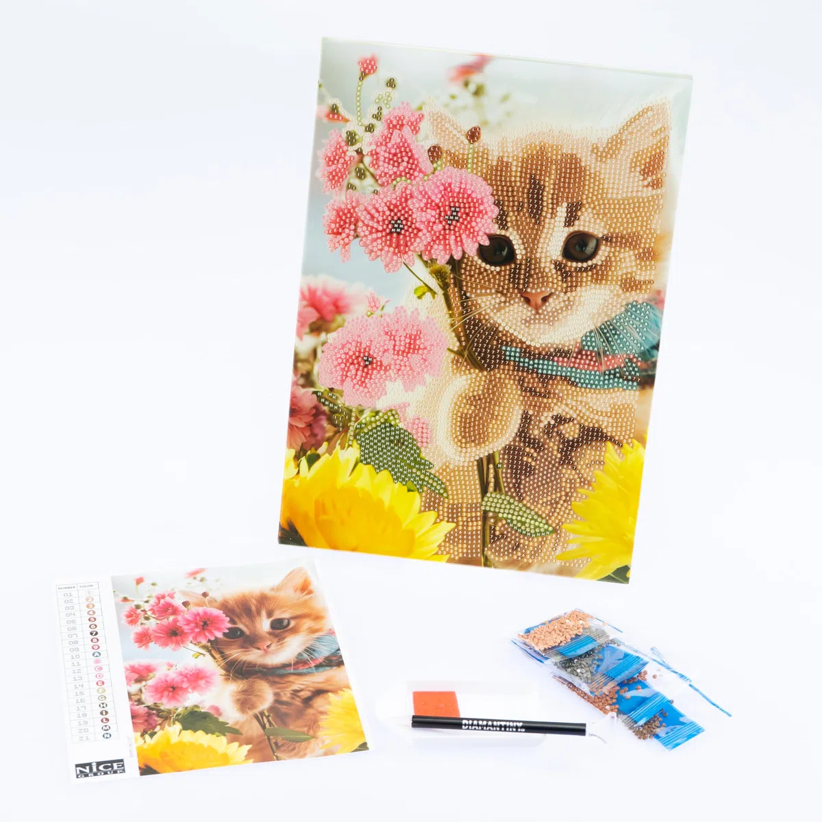 DIAMANTINY Level Up - Nice Group Creative Art, Diamond Painting Kit crea il mosaico, PETS, Kitten