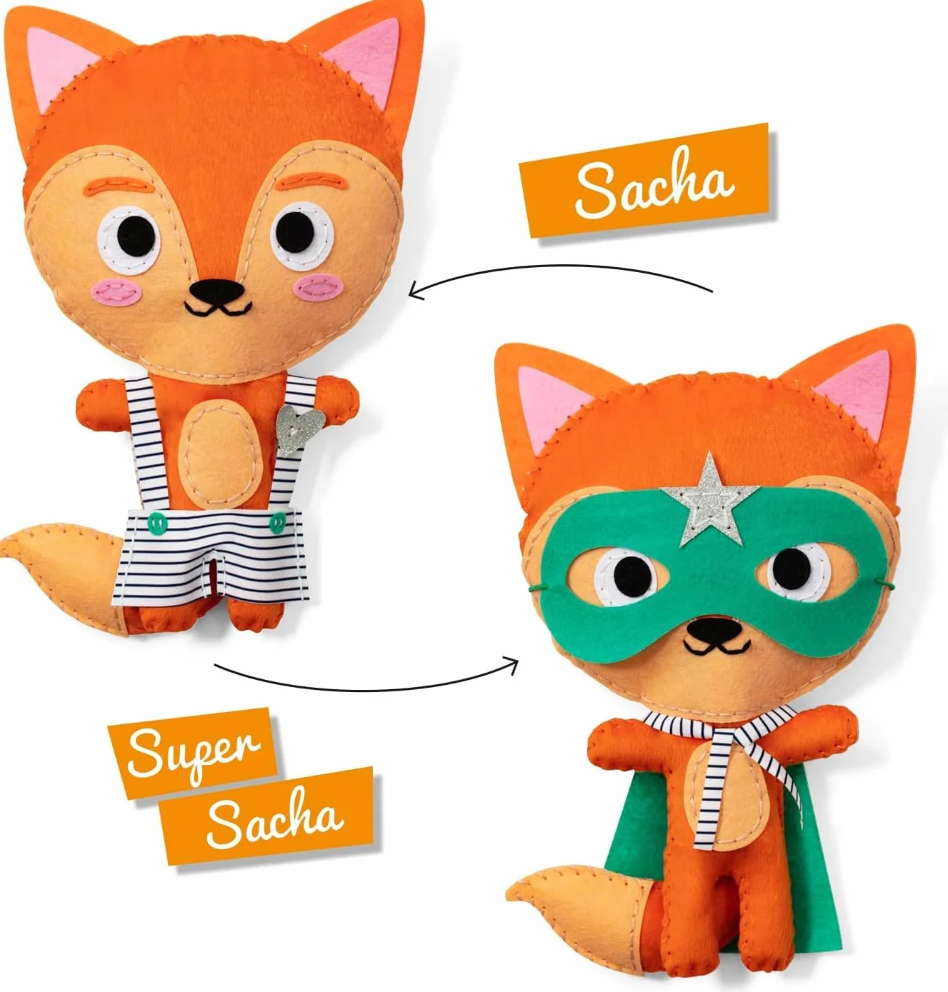 My Mandarine KC155C - Kit creativo per il cucito per bambini - pupazzo da cucire Maxi Couz'IN - a partire dai 6 anni - super-Sacha