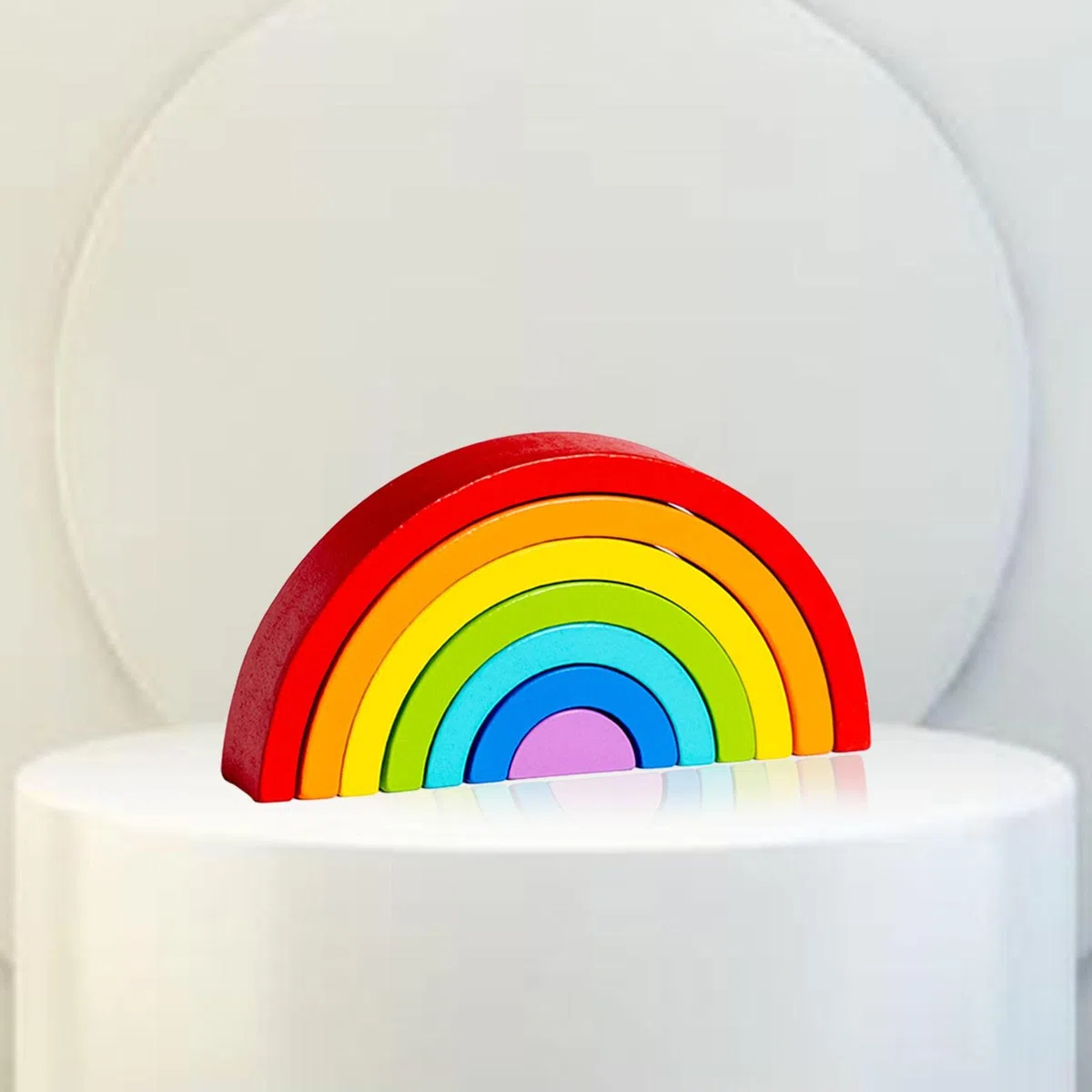 Set di Gioco in Legno con Arco E Ponte Impilabile Arcobaleno, Giocattoli Impilabili per Bambini, Arcobaleno classico