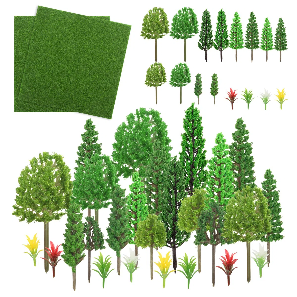 42 Pezzi Alberi Modellismo Alberi Modello Misto per Paesaggio DIY Architettura Modellismo Ferroviario Decorazione da Giardino in Miniatura