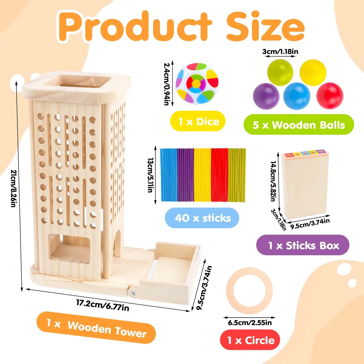 Gioco Montessori per bambini dai 3 ai 6 anni, gioco da tavolo in legno con 40 bastoncini colorati, gioco educativo per tutta la famiglia, regalo di compleanno per bambini e bambine dai 3 ai 6 anni
