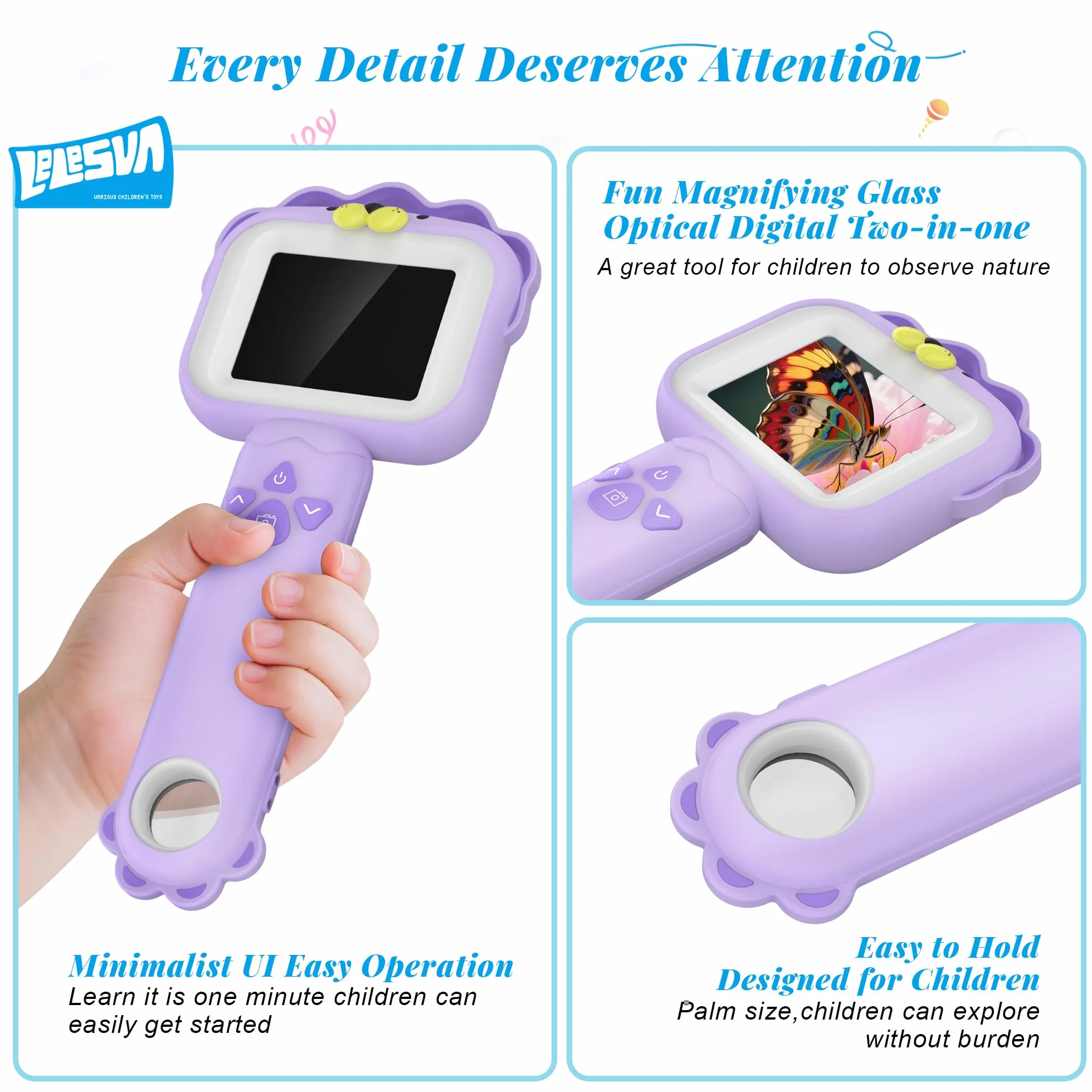 Microscopi per bambini, mini microscopio tascabile portatile per bambini piccoli, giocattoli educativi scientifici per regali di compleanno di Natale per bambini di 3 4 5 6 7 8 9 10 anni (leone)