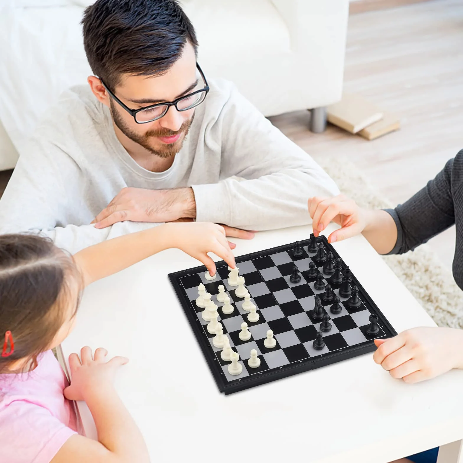 Scacchiera Professionale, 3 in 1 Scacchiere con Magnetici Scacchi, Dama, Backgammon Gioco da Tavolo Portatile e Educativo, Scacchiera Pieghevole da Viaggio per 6 + Anni Bambini e Adulti (25cm x 25cm)