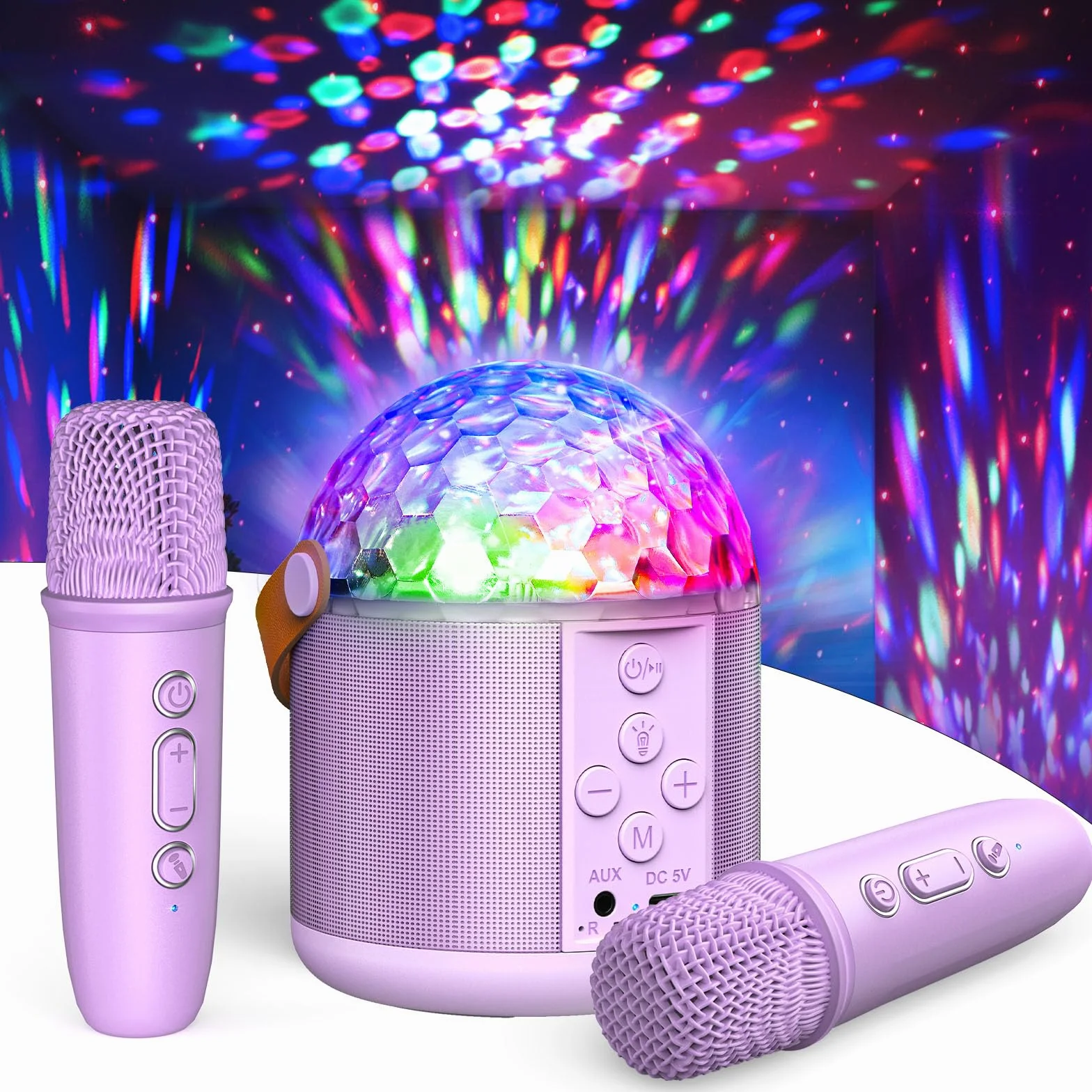 Karaoke per Bambini e Adulti con Luci Discoteca Bluetooth Cassa Microfono Giocattolo Musicale per Feste Regali Natale