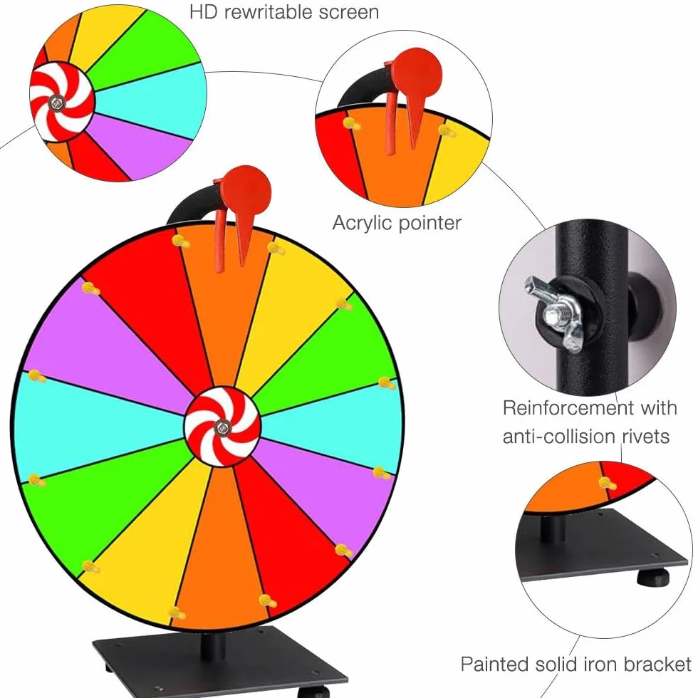 Ruota della fortuna, 12 ruote della fortuna, fai da te, con pennarello e gomma, per giochi della lotteria, giochi di parole, carnevale