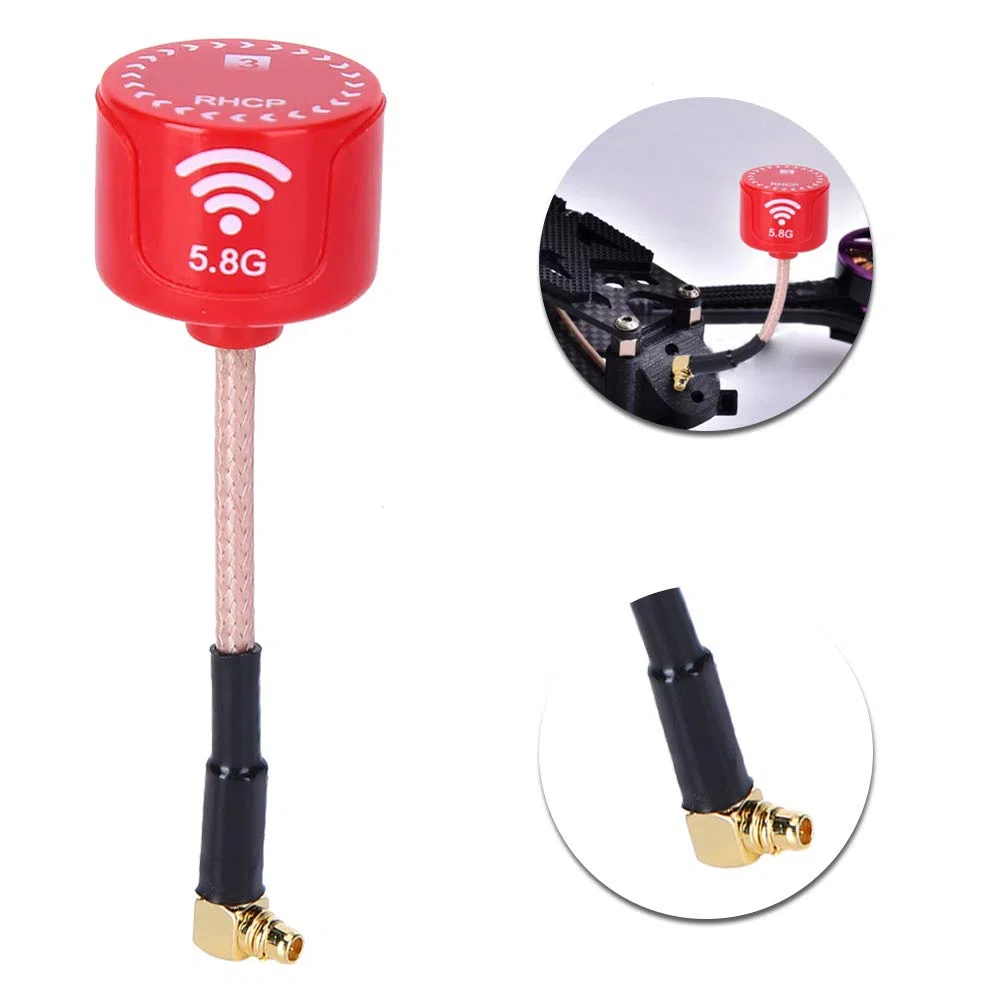 5.8 GHz 3dBi LHCP Antenna Direzionale Pieghevole per Drone RC FPV Racing, Accessori Parti RC Rosso (UFL)