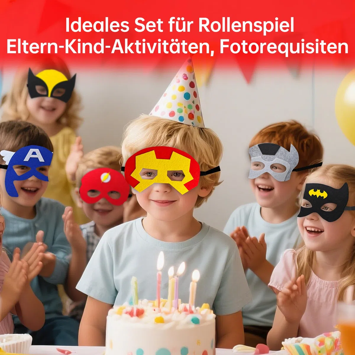 Set di maschere per feste, 12 pezzi, maschere in feltro per bambini, per Halloween, carnevale e costumi di carnevale, regali di compleanno per ragazzi e ragazze