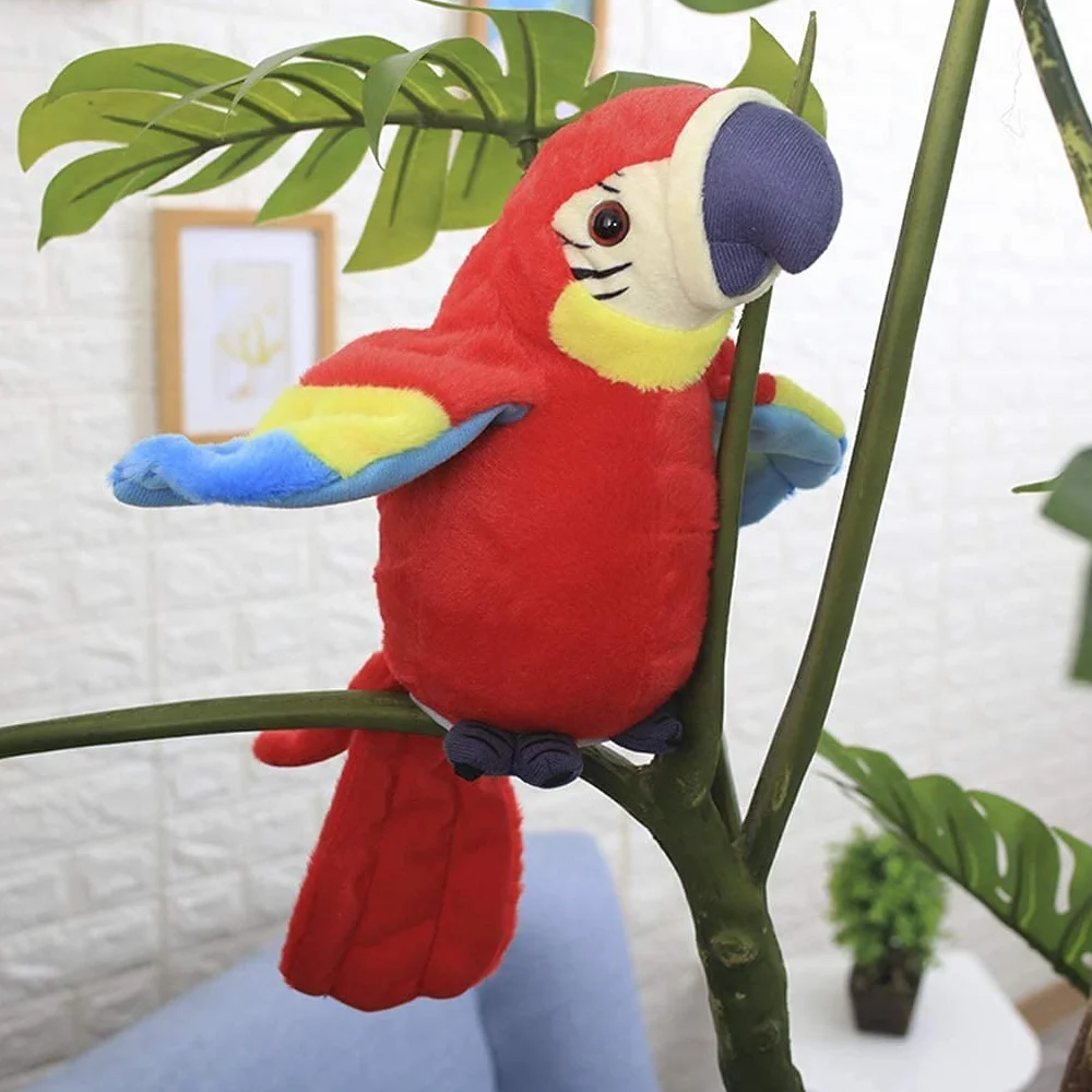 Pappagallo Parlante per Bambini Parla Parlando Record,peluche parlante.Giocattolo Peluche che Riproduce la Voce Ripete Quello Che Dici. Regalo per Bambini e Neonati (ROSSO)