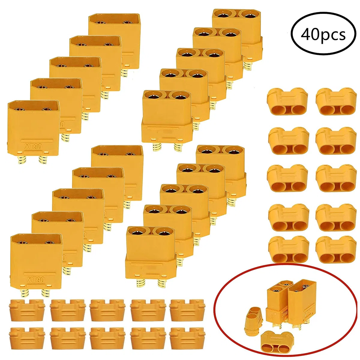 HUAZIZ 10 Pairs Connettore Spina XT90, XT90 Guaina , XT90Connettore Maschio Femmina ，Proiettile Connettori con Connettore di Alloggiamento Guaina per per Batteria Lipo RC Aerei Auto