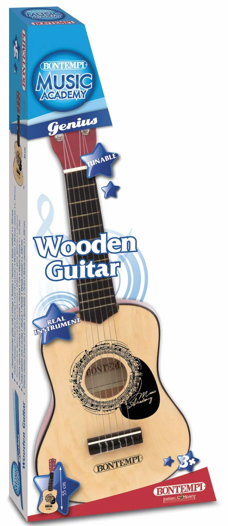 Bontempi | WoodHarmony - Chitarra Classica in Legno da 35 cm per Avventure Musicali Autentiche, Marrone
