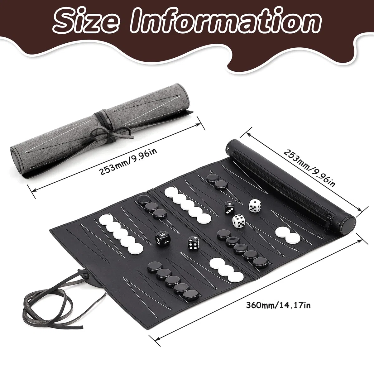 Backgammon Set da Viaggio Portatili Gioco da Tavolo (36 x 25,3 cm)