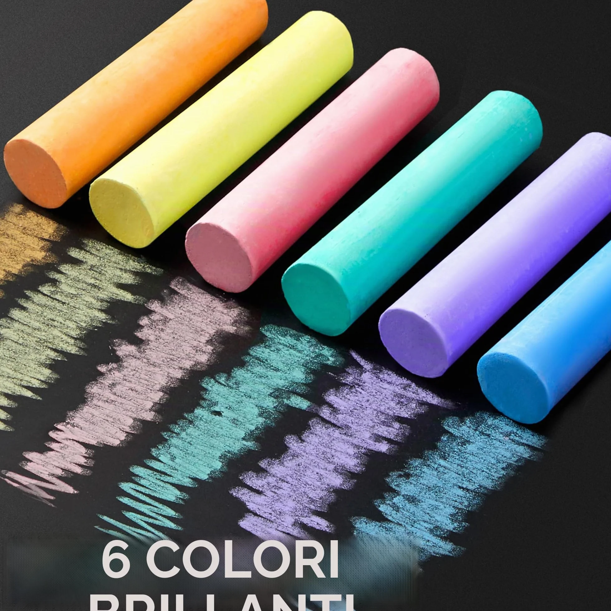 Set di 24 gessetti lavabili per marciapiede, non tossici, per scuole, giochi d'arte all'aperto, pittura su lavagna, lavagna e parco giochi