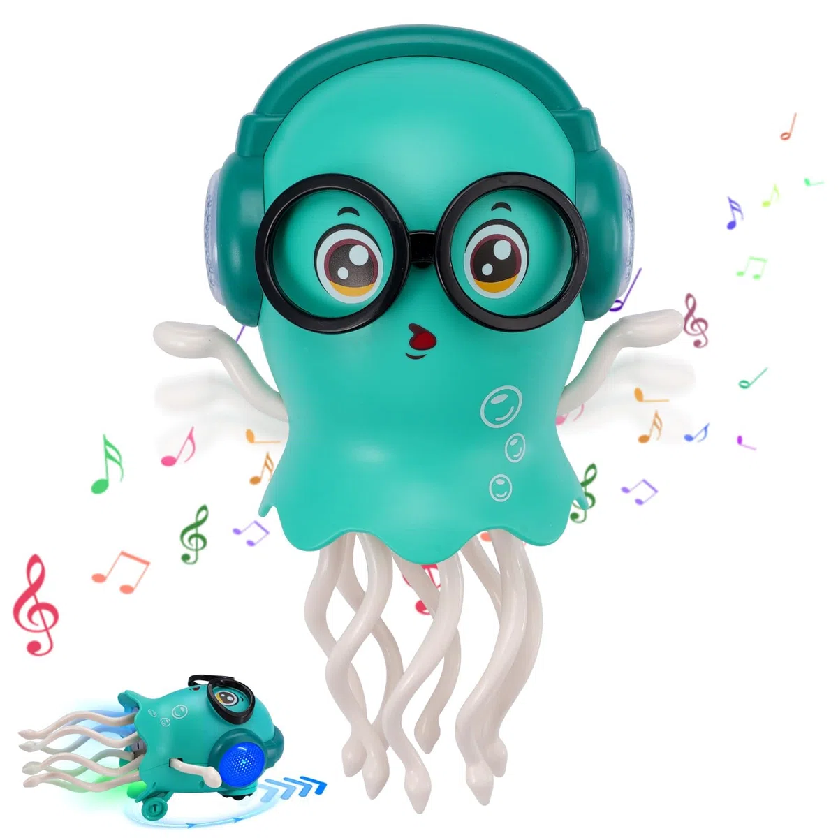 Danza meduse giocattolo elettrico per bambini, giocattolo per gattonare, giocattolo musicale con luci a LED (verde)