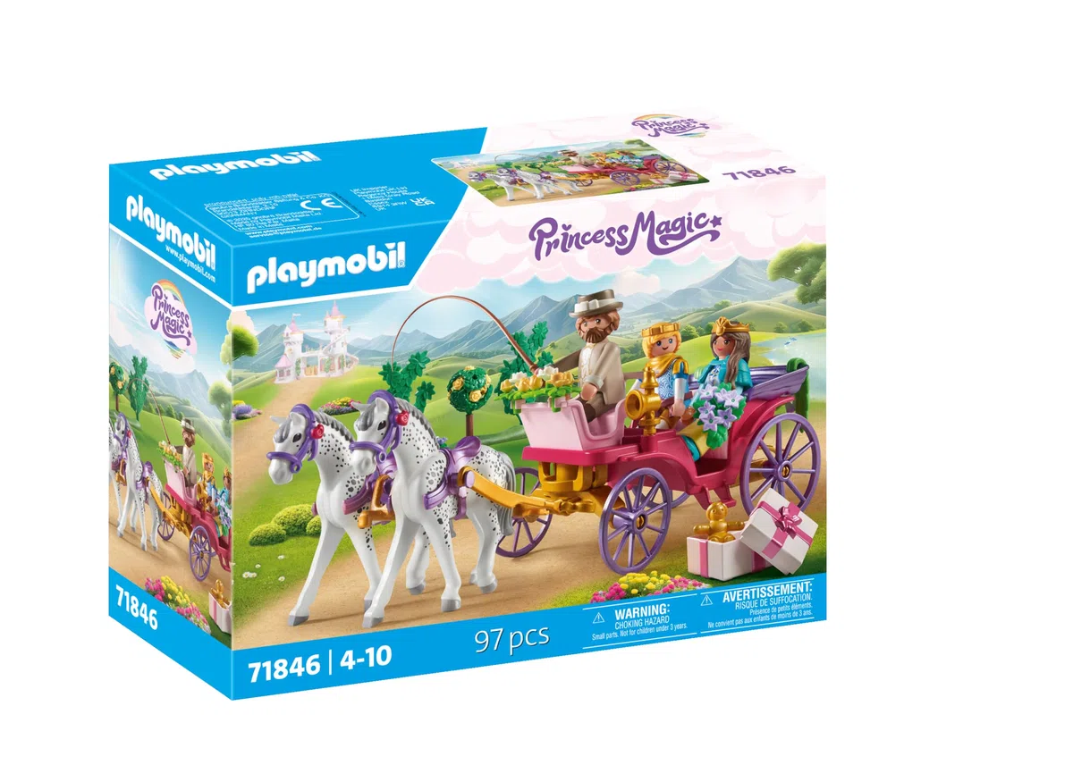 PLAYMOBIL | Princess Magic | Passeggiata in carrozza reale con principessa e principe | Giocattolo della principessa | Giocattolo da favola per bambini dai 4 anni in su | 71846