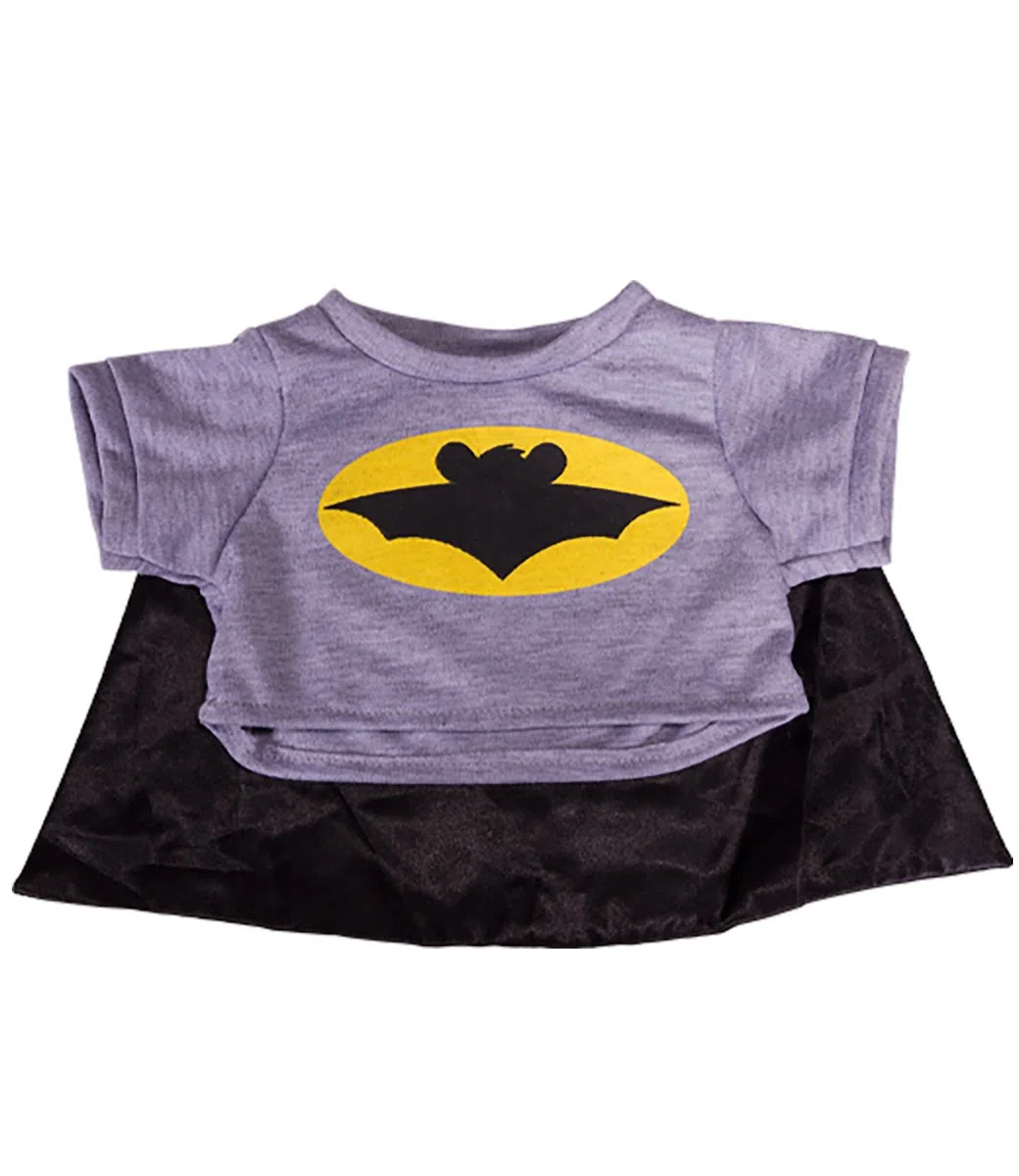 BAT MAN Orso T-shirt con mantello - 16 "/ 40cm TEDDY BEAR ABBIGLIAMENTO PER Build a orso