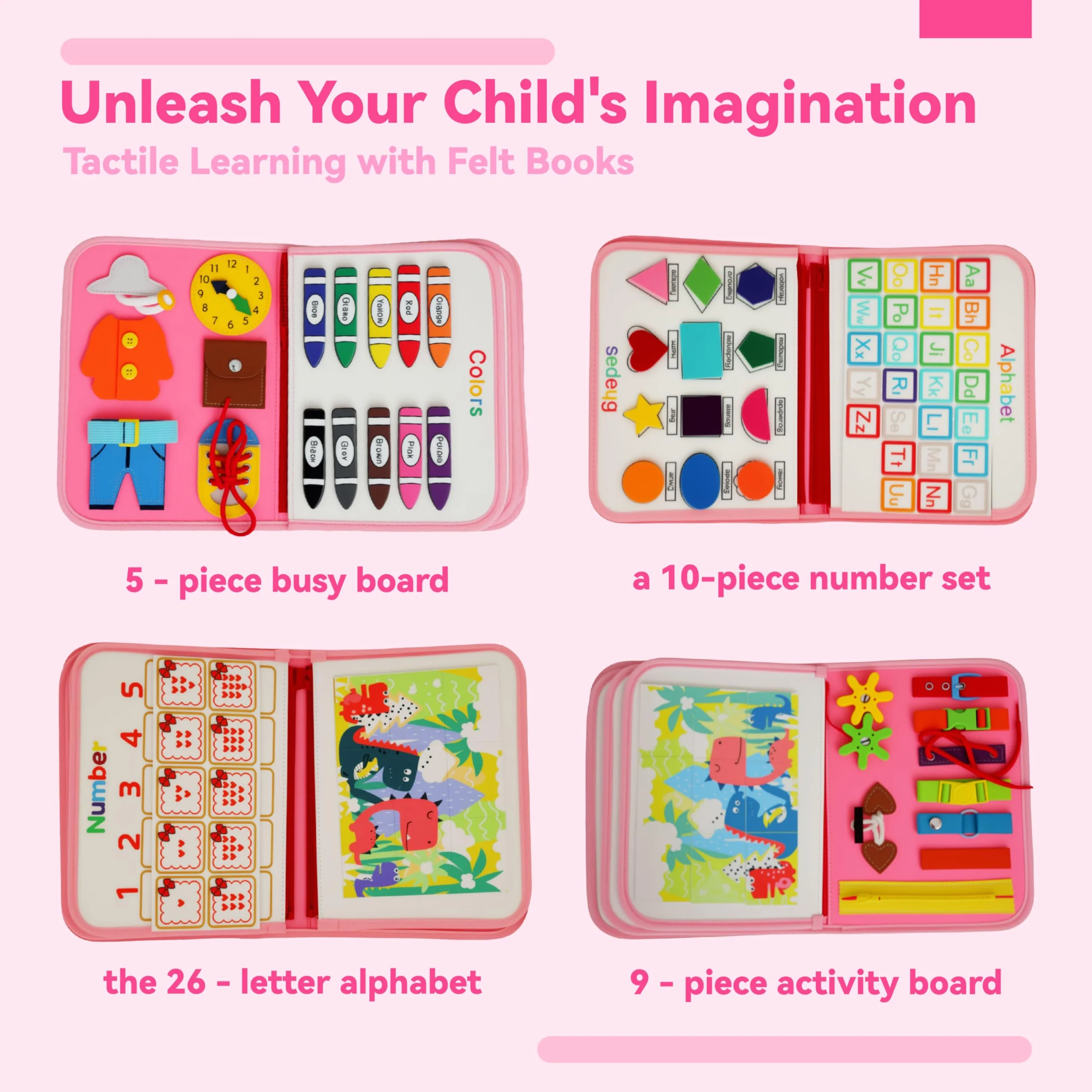 Montessori Busy Board - Libro di attività sensoriali 8-in-1 con Pagine Staccabili, Ideale per Viaggi, Sviluppo della motricità fine e Istruzione prescolare