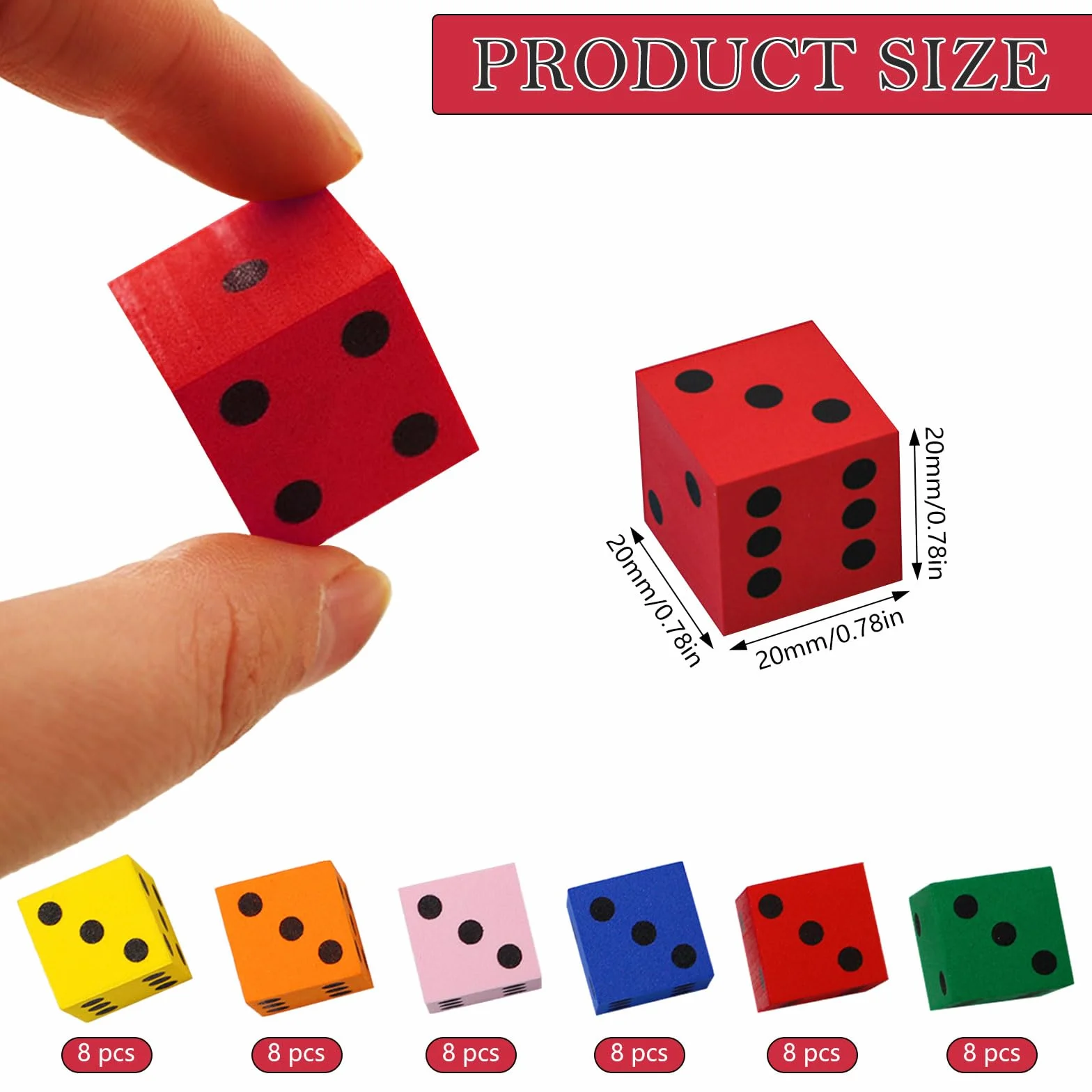 48 Pezzi Dadi in Gommapiuma 2 cm Dadi Di Schiuma Dado Gioco Cubo Di Schiuma Didattici Dado per Asilo Nido, Scuola Materna, Classe, Giochi Di Matematica, Multicolore