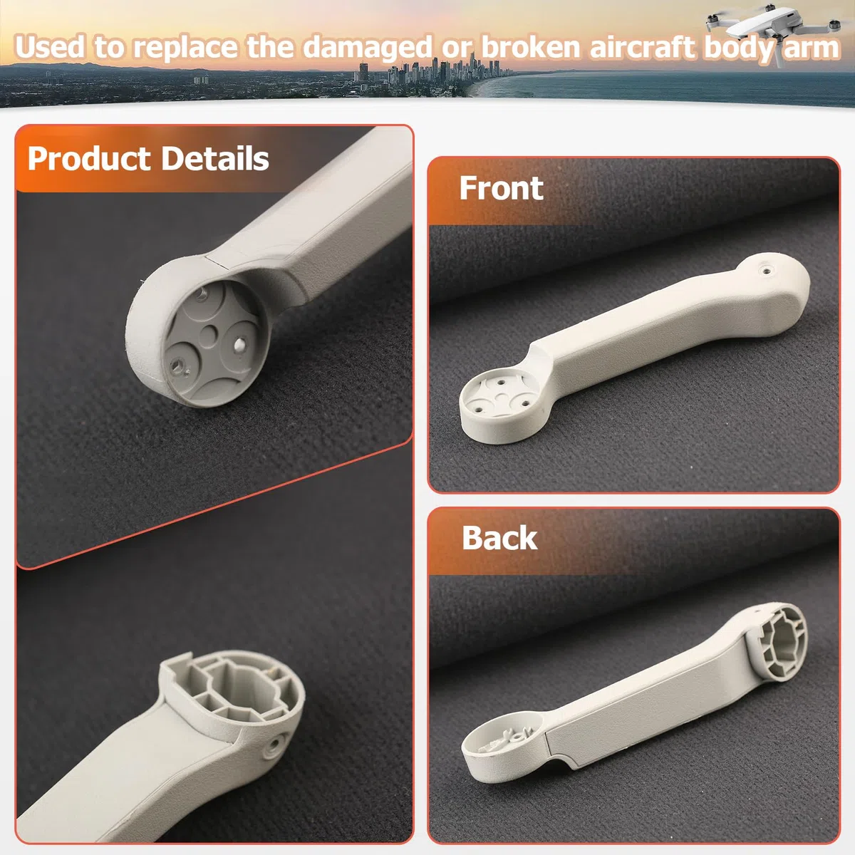 Braccio Posteriore Sinistro per DJI Mini 2/Mini/Mini SE Copri Braccio Senza Motore per DJI Mini 2/Mini/Mini SE Braccio di Ricambio di Riparazione Parti