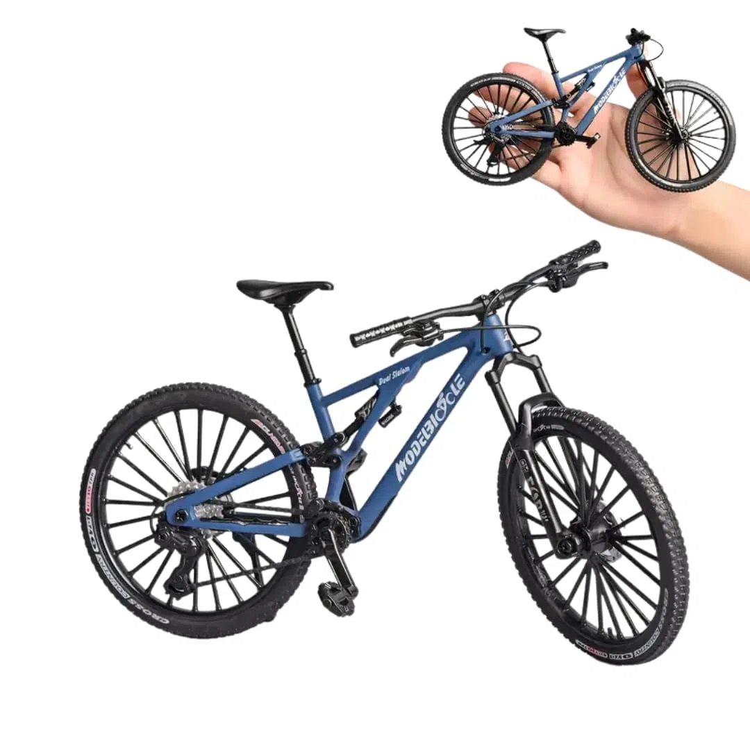 Mini bicicletta decorazione | MTB in miniatura 1:6 | Bicicletta in metallo | Decorazione per ufficio | Collezione di artigianato per Gli appassionati di Ciclismo e Atleti |