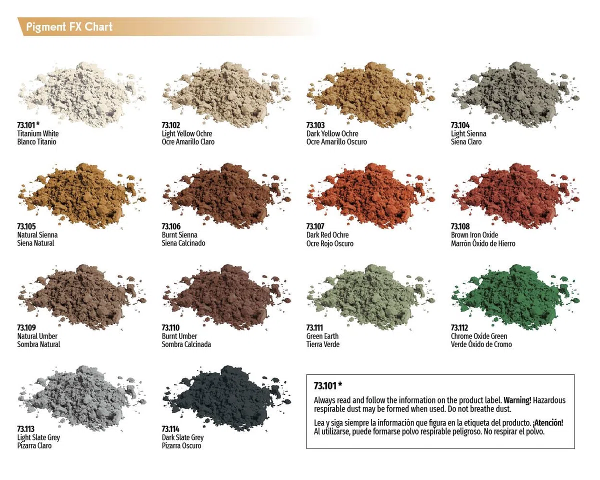 Vallejo Pigment FX Set di Pigmenti per Maquette e Diorami, Kit di 4 Colori Sintetici da 35 Ml, Tutorial Incluso per Simulazione di Barro e Arena