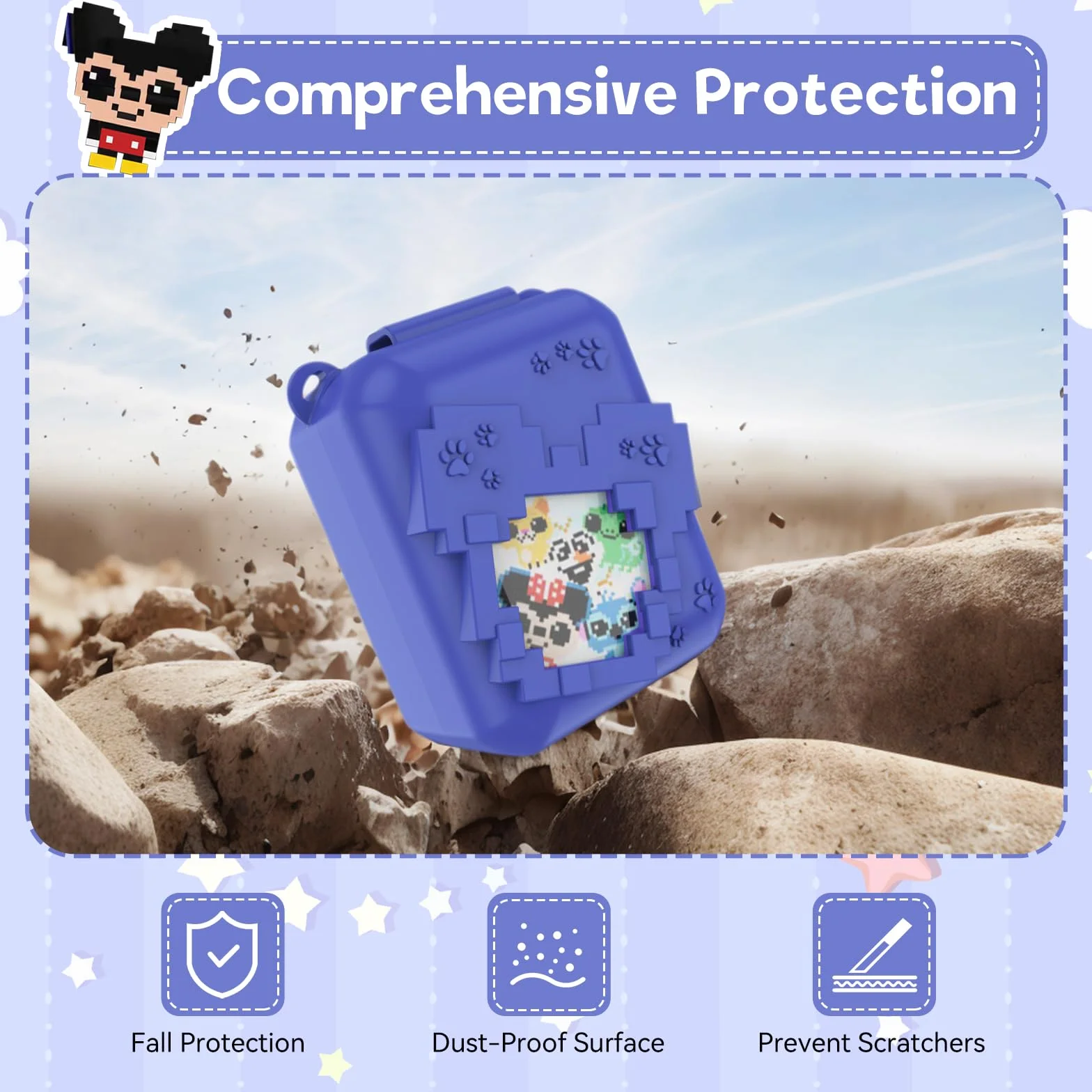 Qoosea Custodia in Silicone per Bitzee Animale Domestico Digitale con Cordino Custodia Protettiva in Silicone a Copertura Totale Custodia Morbida Compatibile con Bitzee