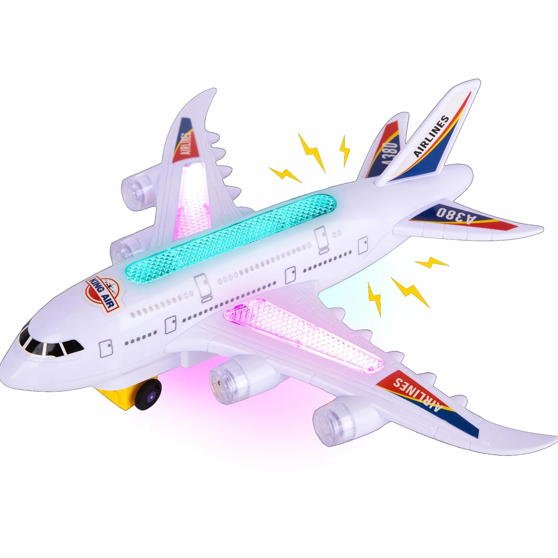 Aereo Giocattolo con Luci, Aeroplano Giocattolo, Con Suoni di Decollo, Luci LED- Funzione Bump-And-Go, Adatto Come Regalo di Compleanno per Bambini e Bambine dai 4 Agli 8 Anni