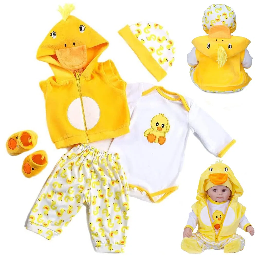 MAIHAO Reborn Baby Bambola Vestiti 17-22 Pollice Giallo Anatra 5pcs Set Vestiti Bambole Vestiti Del Bambola Accessori Vestiti Vestiti Vestiti Per Bambole Bambole Ragazzo