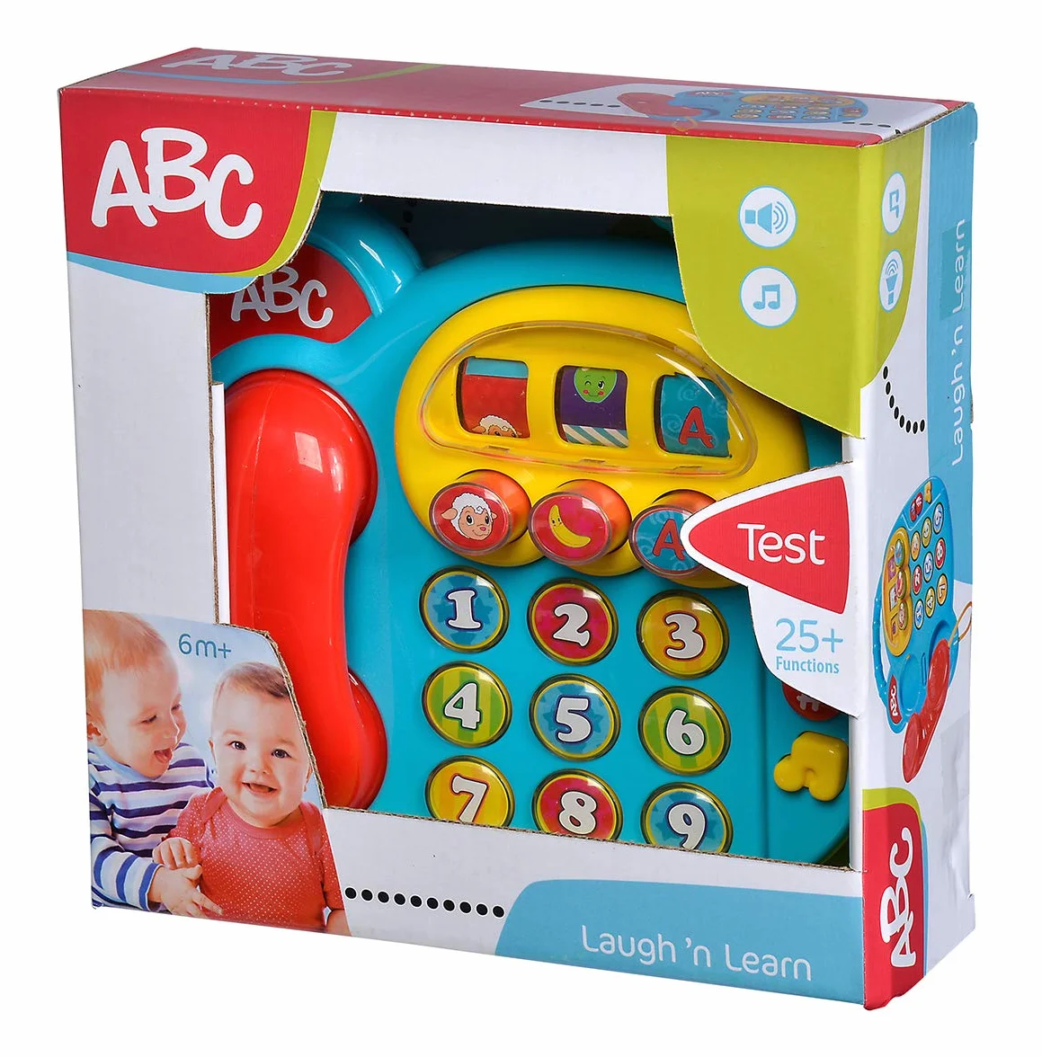 Simba ABC 104010016 - Telefono colorato, Giocattolo per Bambini, Display Girevole, Melodia, Telefono da Gioco, Telefono educativo, con Diversi Suoni, 20 cm, capacità motorie, Bambino a Partire dai 6