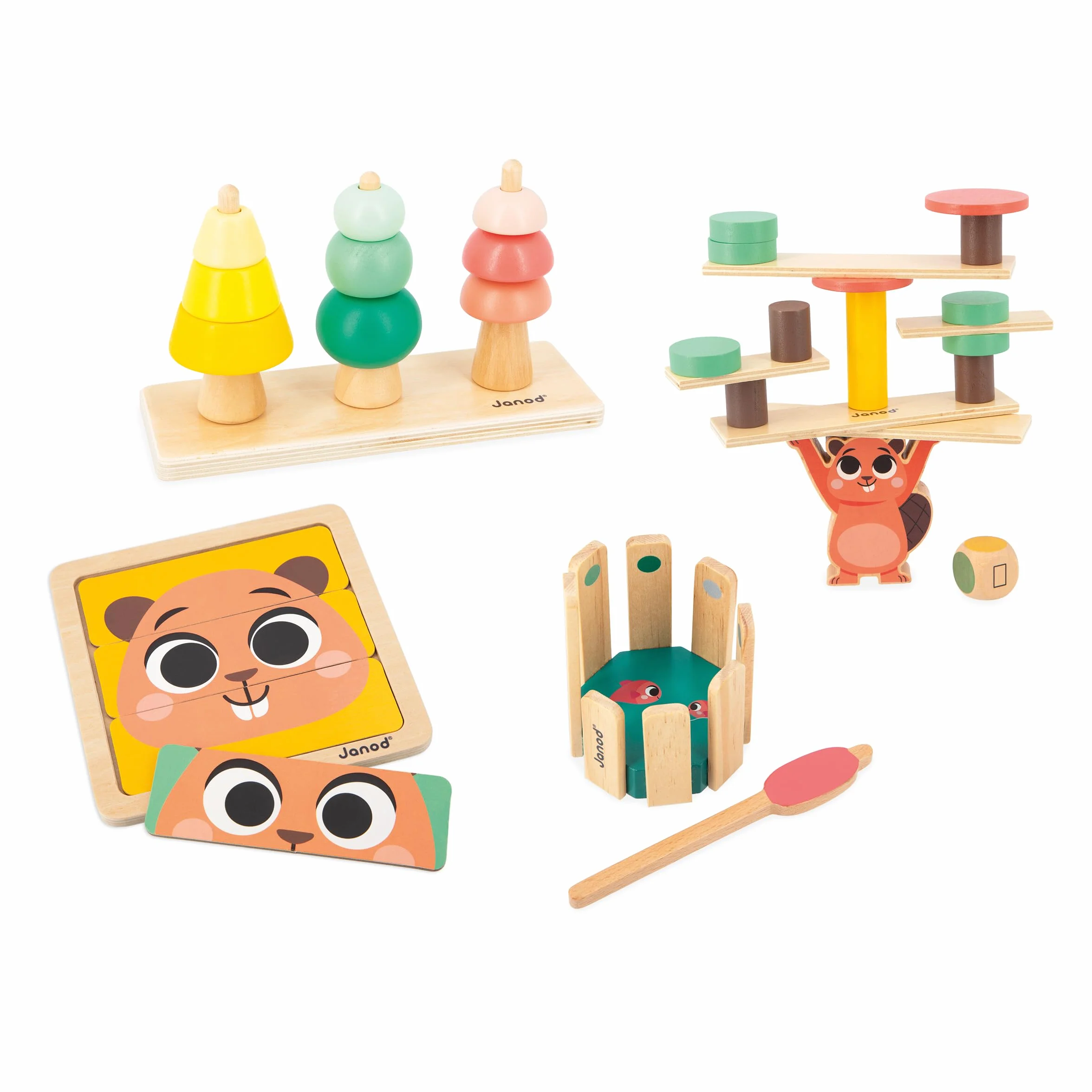 Janod - Box Giochi Neonato - dai 36 Mesi - Giocattoli Multisensoriali con Puzzle e attività Manuali per Bambini - Giocattoli di attività e Sviluppo Psicomotorio - dai 3 Anni - J04066