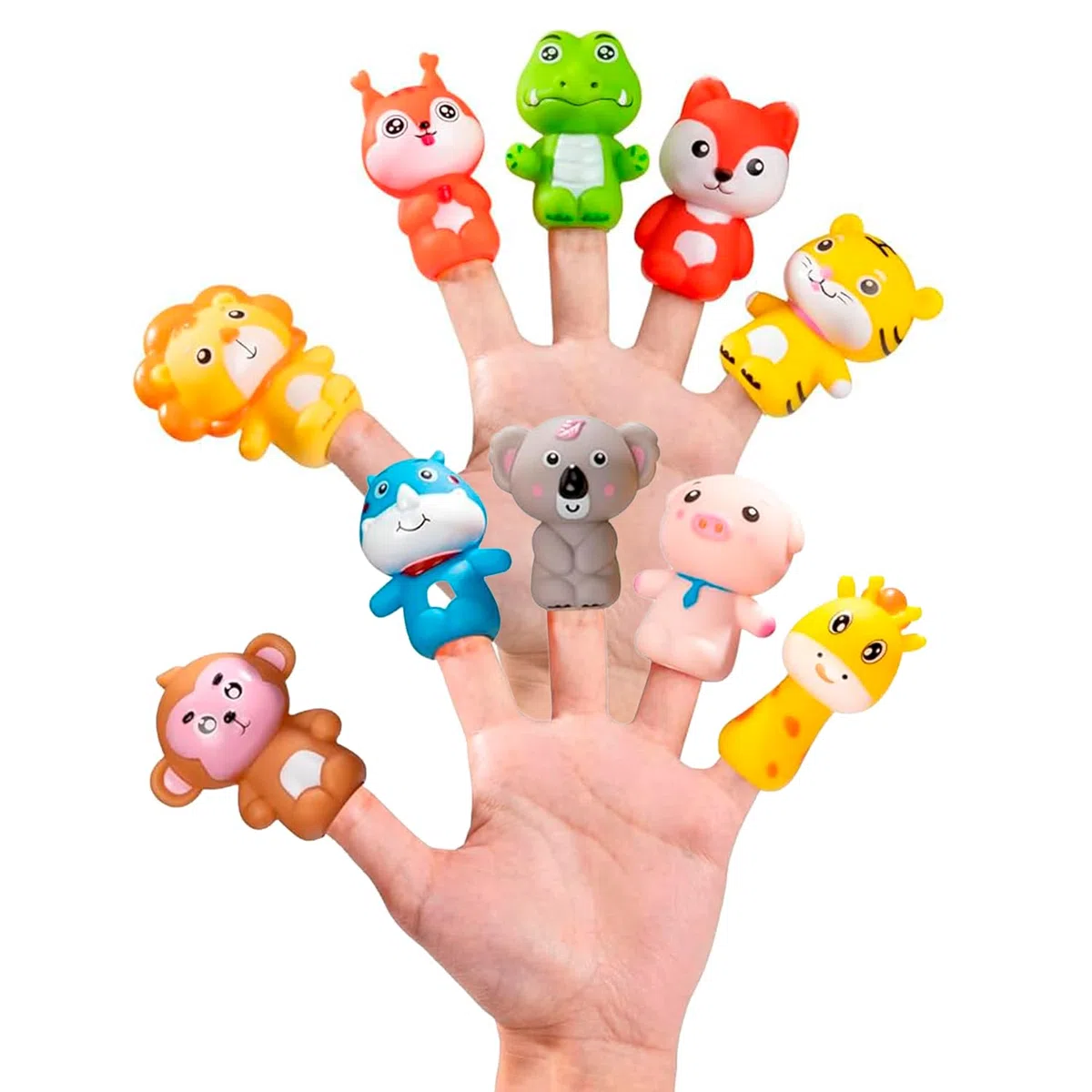 CABLEPELADO - Pupetti da dito per animali (confezione da 10 pezzi) | Burattini in gomma morbida per bambini | Giocattolo educativo per dita Puppets | Ideale per storie e teatro per bambini