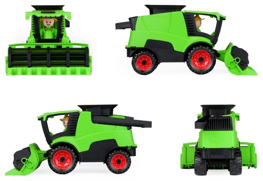 Lena Truckies 01626 - Mietitrebbia con falciatrice, stabile set di veicoli da fattoria, ca. 27 cm, set di veicoli da gioco con figura per bambini a partire dai 2 anni, robusto set da gioco per