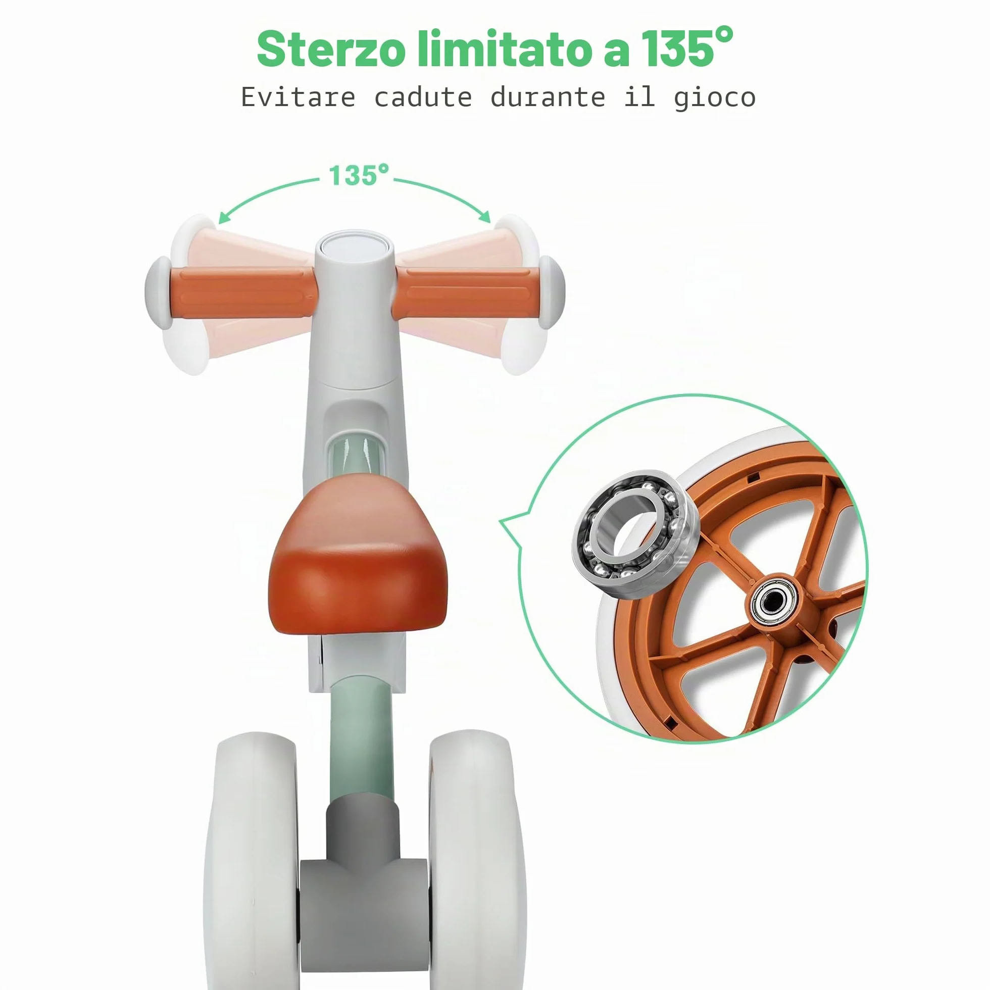 welspo Bicicletta da corsa per bambini a partire da 1 anno, per 12 – 24 mesi, giocattolo, prima bicicletta antiscivolo, per ragazzi e ragazze, come regalo (verde)