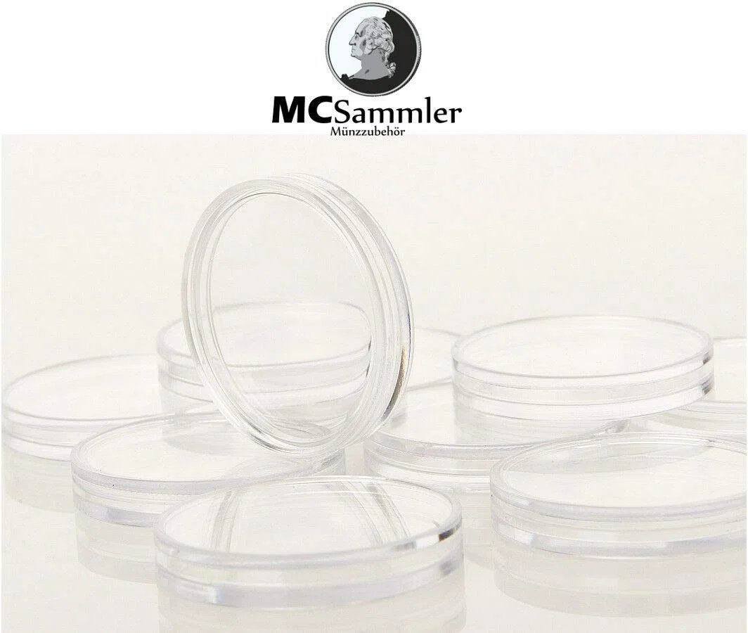 MC.Sammler Vassoio Portamonete con Coperchio Protettivo + 40 Capsule per Monete da 26 mm | Monete da 2 Euro