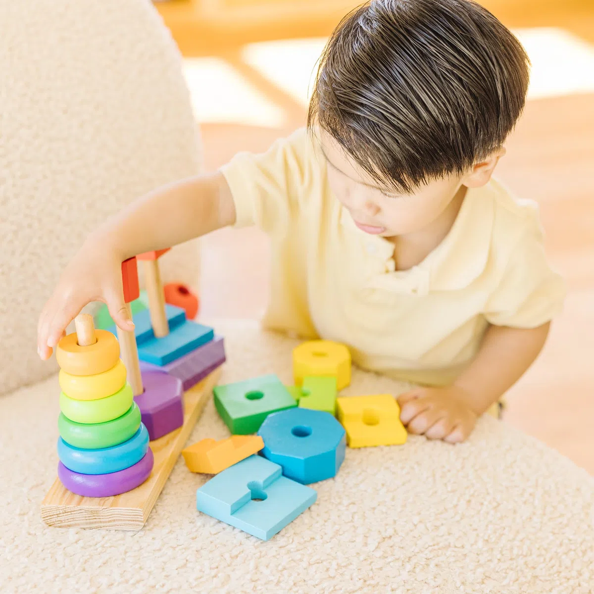Melissa & Doug Impilatore Geometrico - Giocattoli per lo sviluppo, Giocattolo di Legno Impilabile per Bambini, Gioco Montessori, Regali per Bambino e Bambina, 2+ Anni
