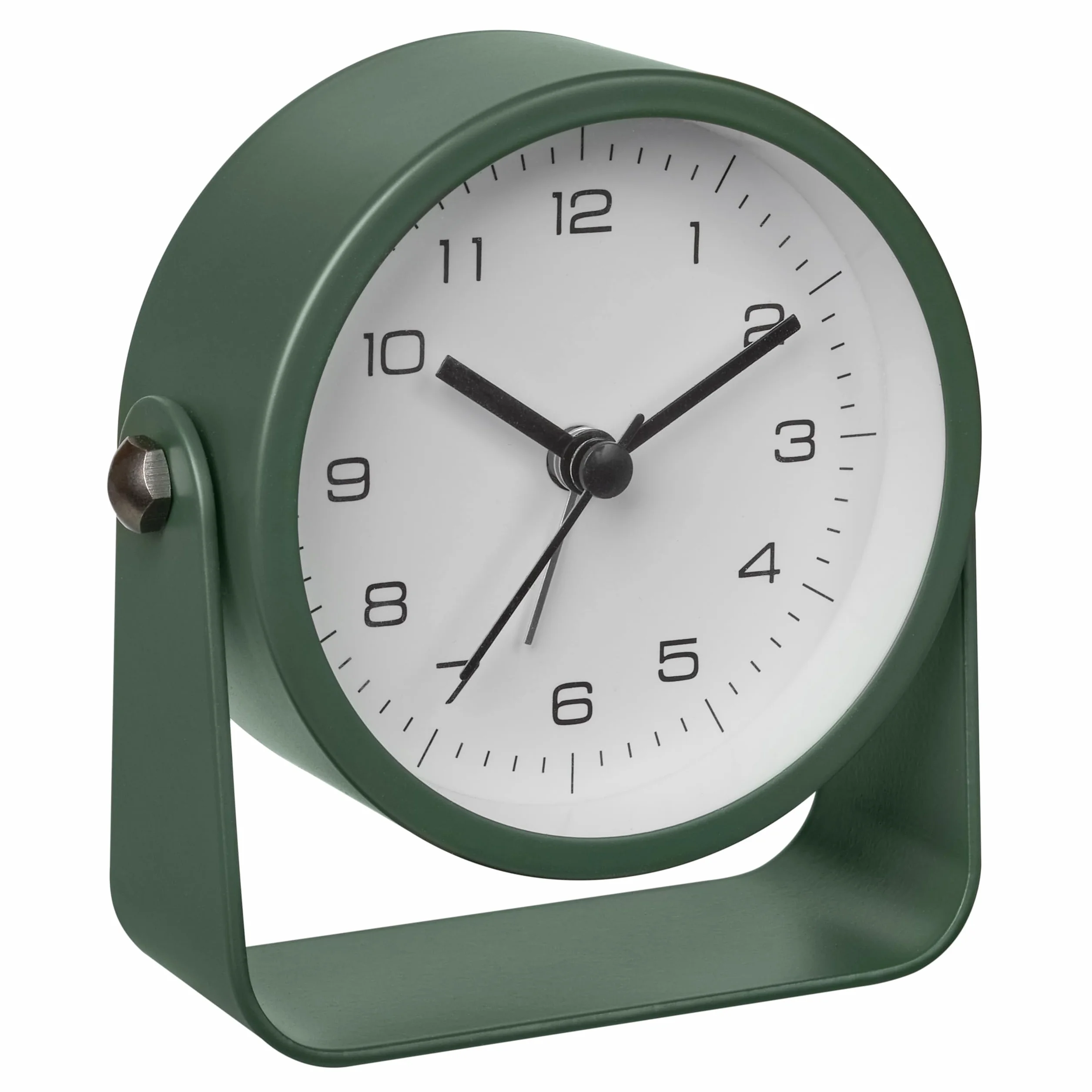 TFA Dostmann Sveglia analogica da comodino, Design, 60.1042.04, senza ticchettio, extra silenziosa, in metallo, con retroilluminazione, adatta anche come orologio da tavolo, verde