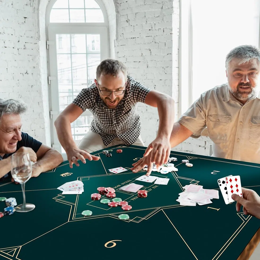 Tappetino Poker Quadrato, Texas Holdem Panno Verde per Tavolo da Gioco, Tappetino da Tavolo Poker, Tappeto Verde da Gioco(100 * 100 cm)